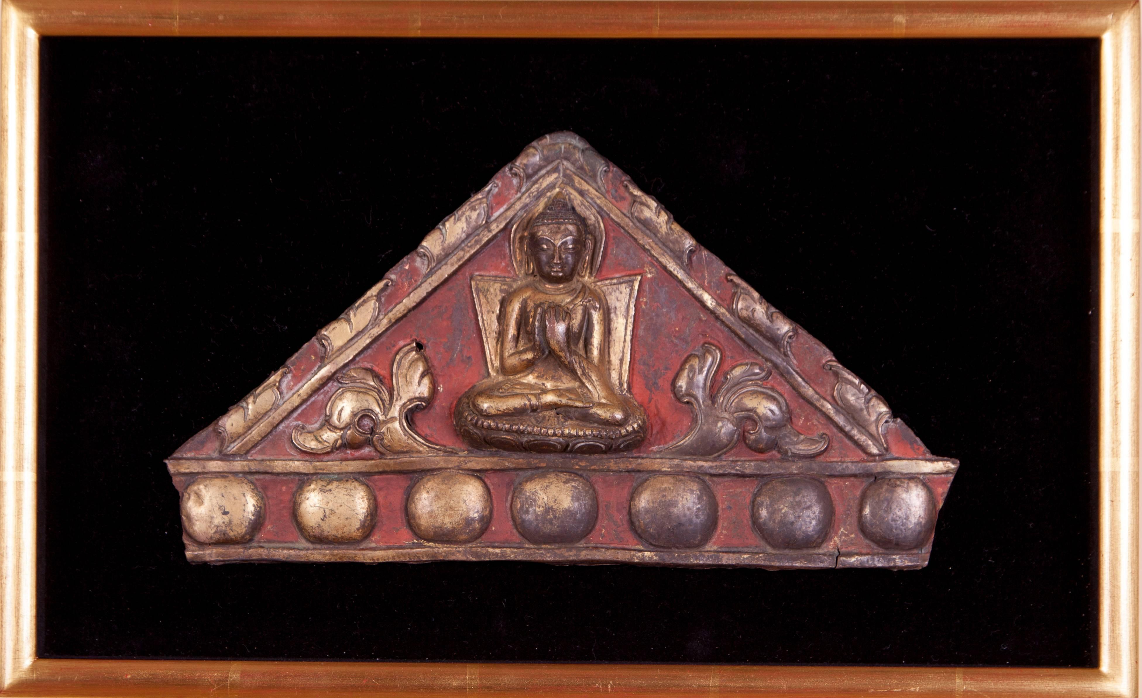 Tibetan Pair of Gilt-Copper Plaques Tibet, 12th Century For Sale