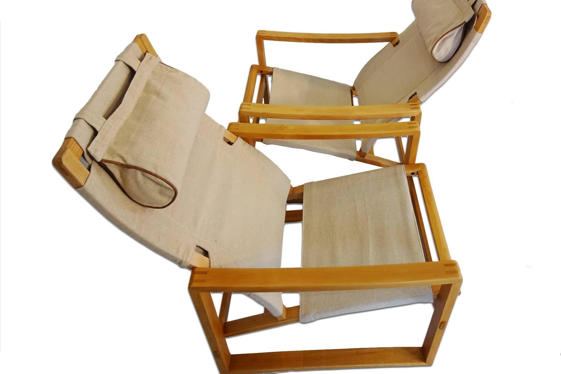 Danish Very Rare Pair of Mid-Century Børge Jensen & Sønner ‘Safari’ Lounge Chairs For Sale