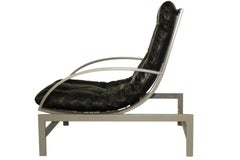 Sought after 1970s Guy Lefevre Multi-Adjustable Leather and Steel Lounge Chair