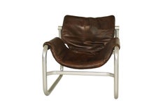1960s Maurice Burke ‘Alpha’ Leather Sling Chair for Pozza, Brazil