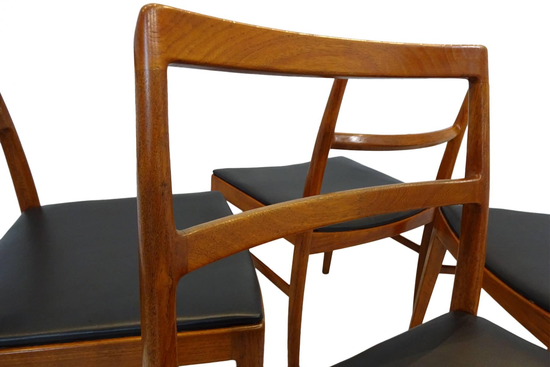 Leather Danish Midcentury Arne Vodder Model 430 Teak Dining Chairs for Sibast For Sale