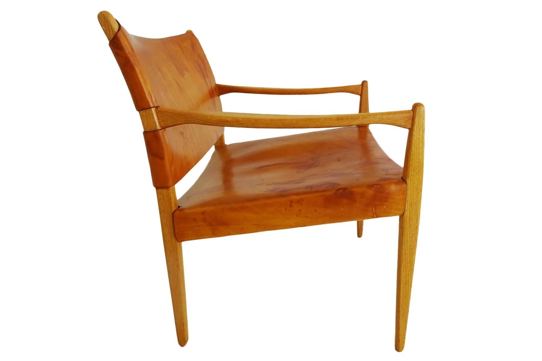 Danish 1950s Midcentury Per-Olof Scotte Premiär Leather Easy Chair