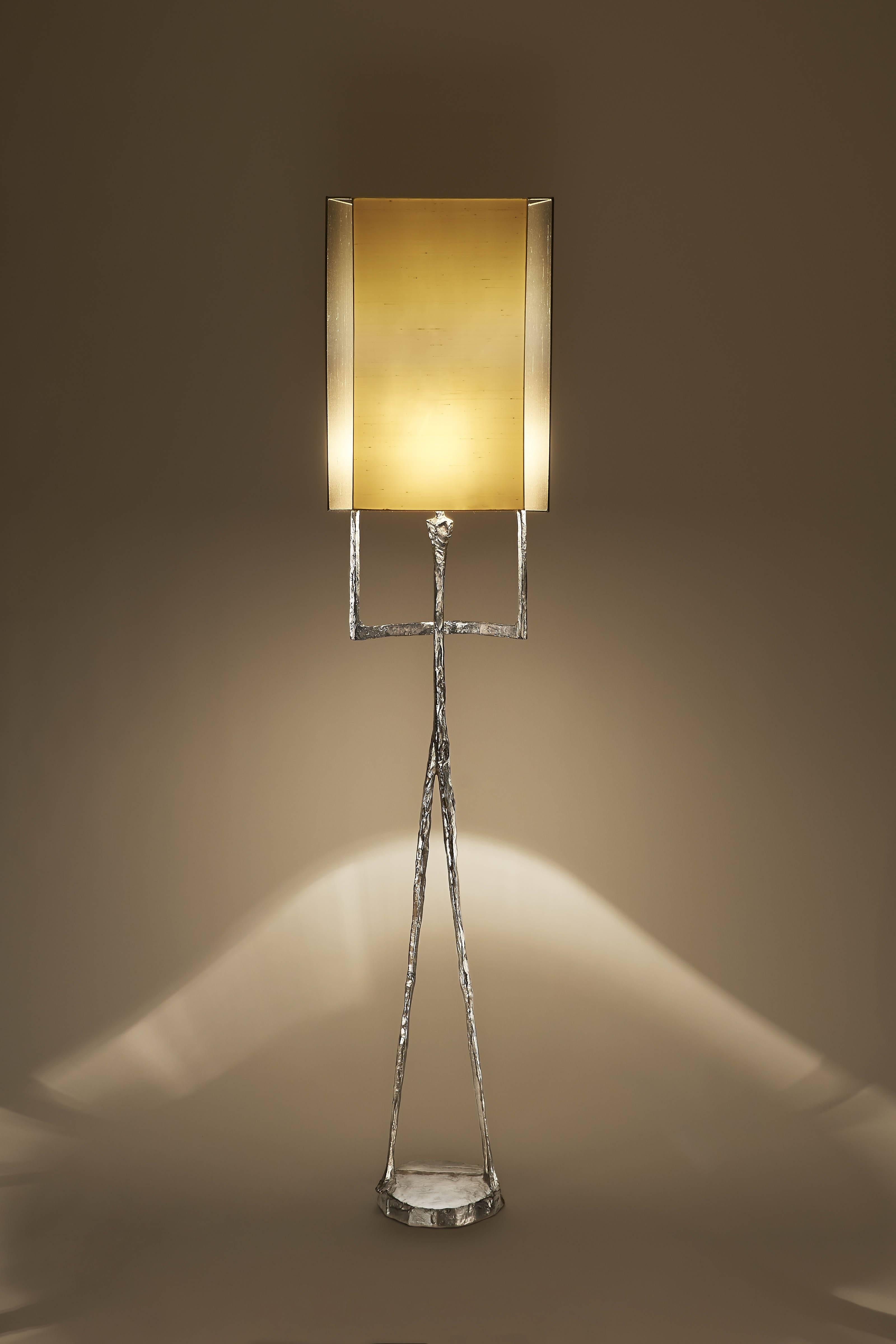 Expressionist Echassier Floor Lamp, Signed, Design Felix Agostini, Made of Bronze For Sale