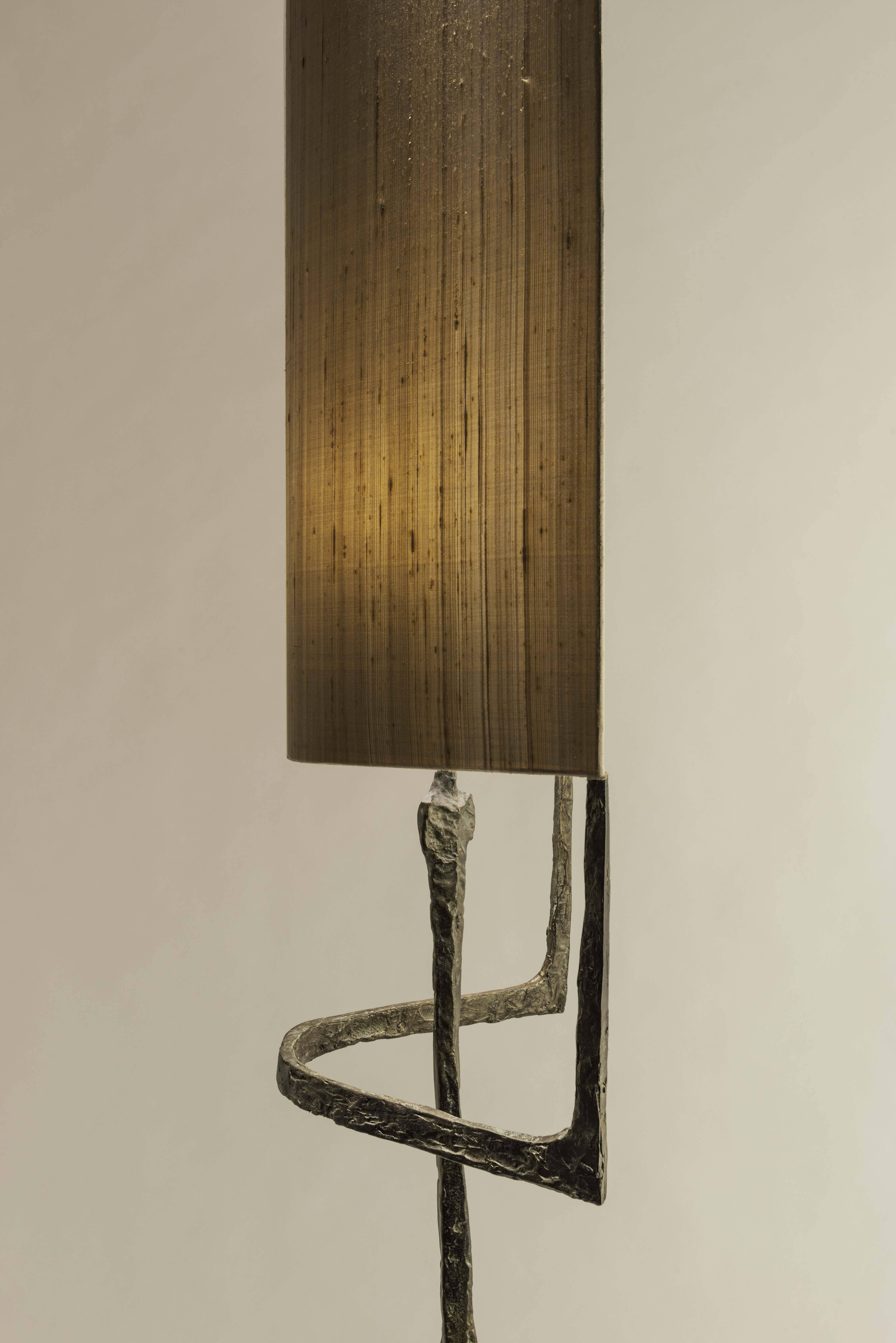 Silvered Echassier Floor Lamp, Signed, Design Felix Agostini, Made of Bronze For Sale