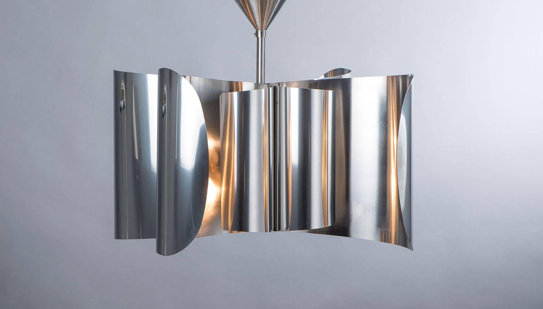 Modern Voiles Chandelier, Made of Stainless Steel, Made in France by Charles Paris For Sale