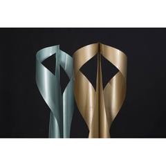 Flamme Floor Lamp, Made of Green Painted Steel, Made in France by Charles Paris