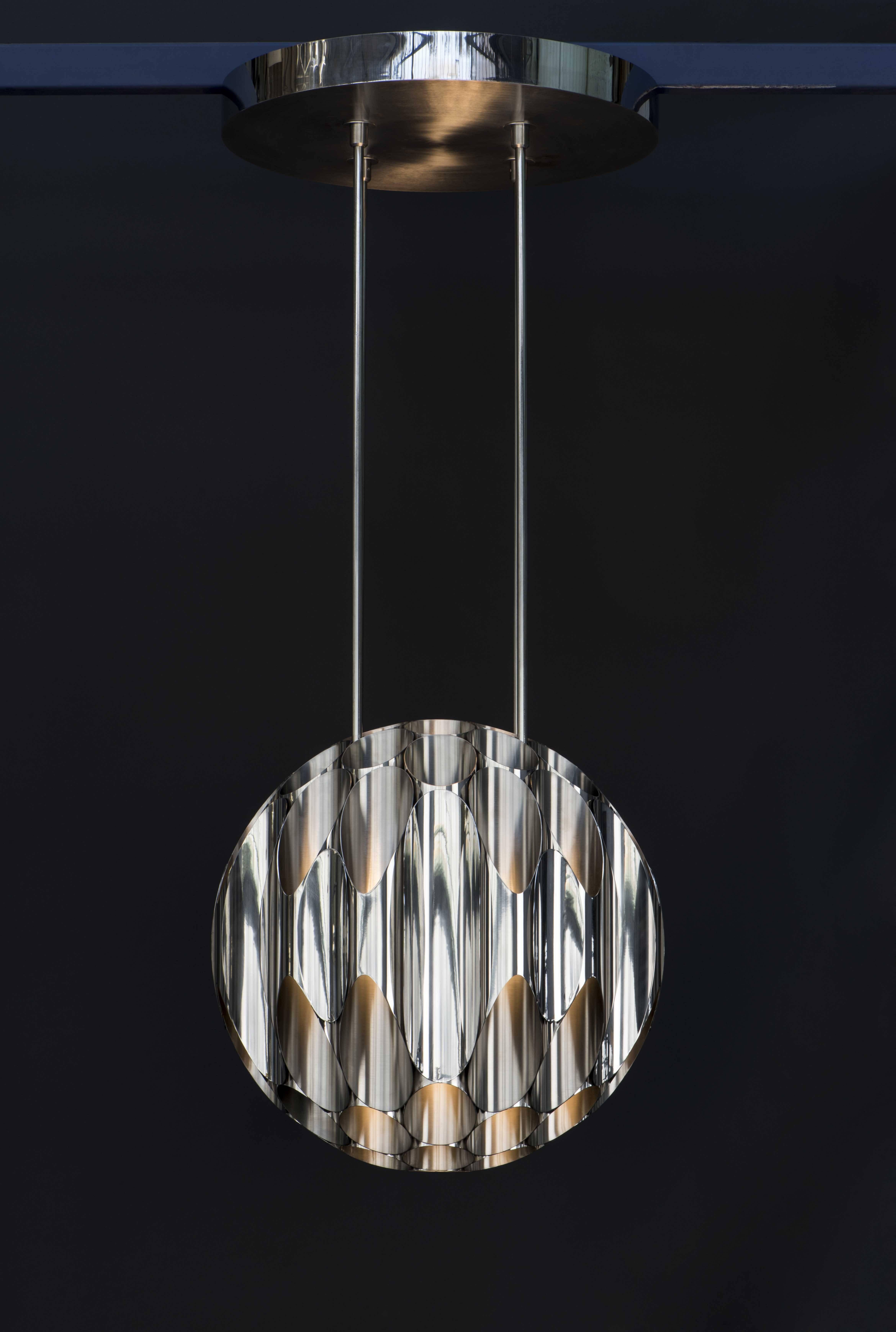 Modern Apollonius Chandelier, Made of Stainless Steel, Made in France by Charles Paris For Sale
