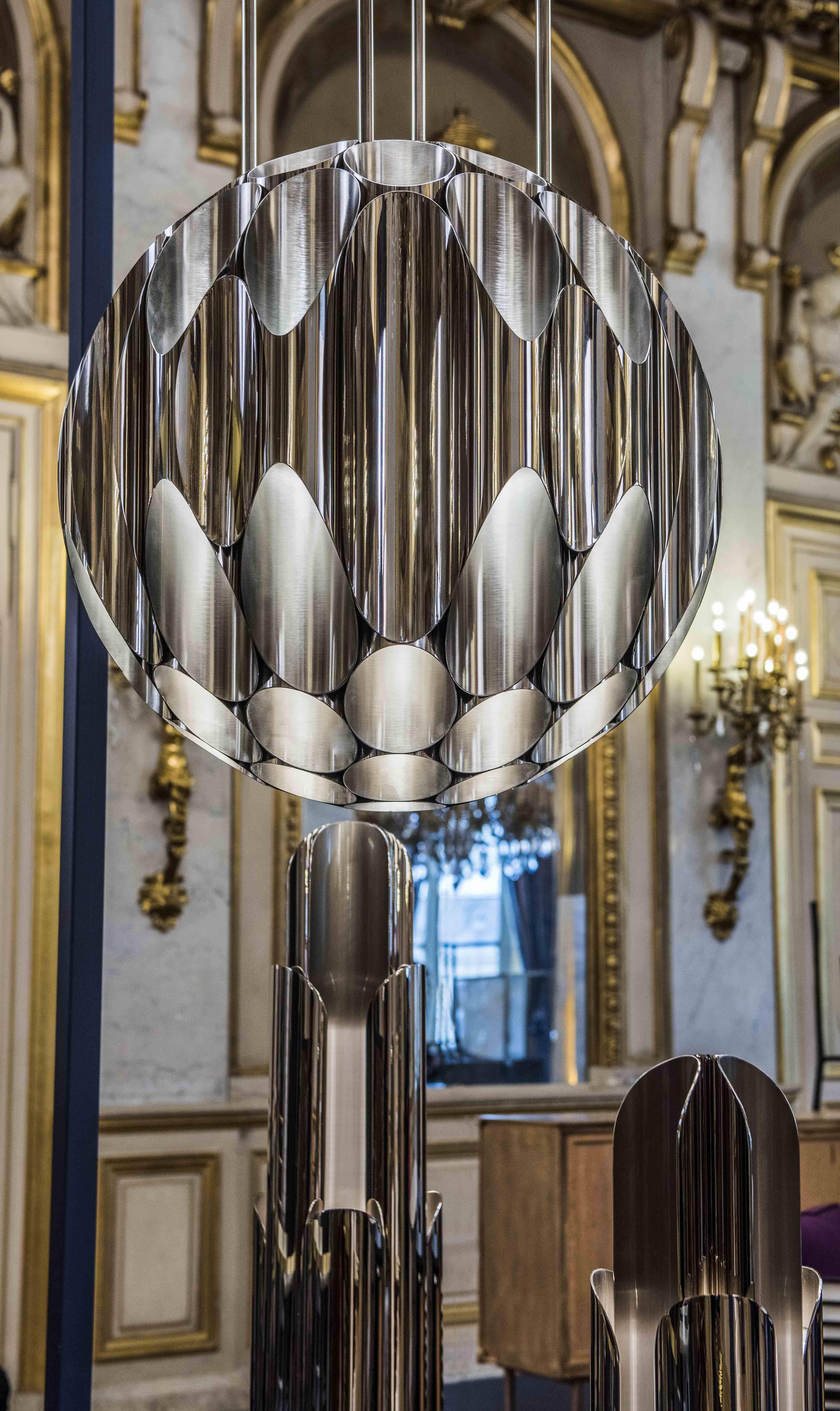 Apollonius Chandelier, Made of Stainless Steel, Made in France by Charles Paris For Sale 1