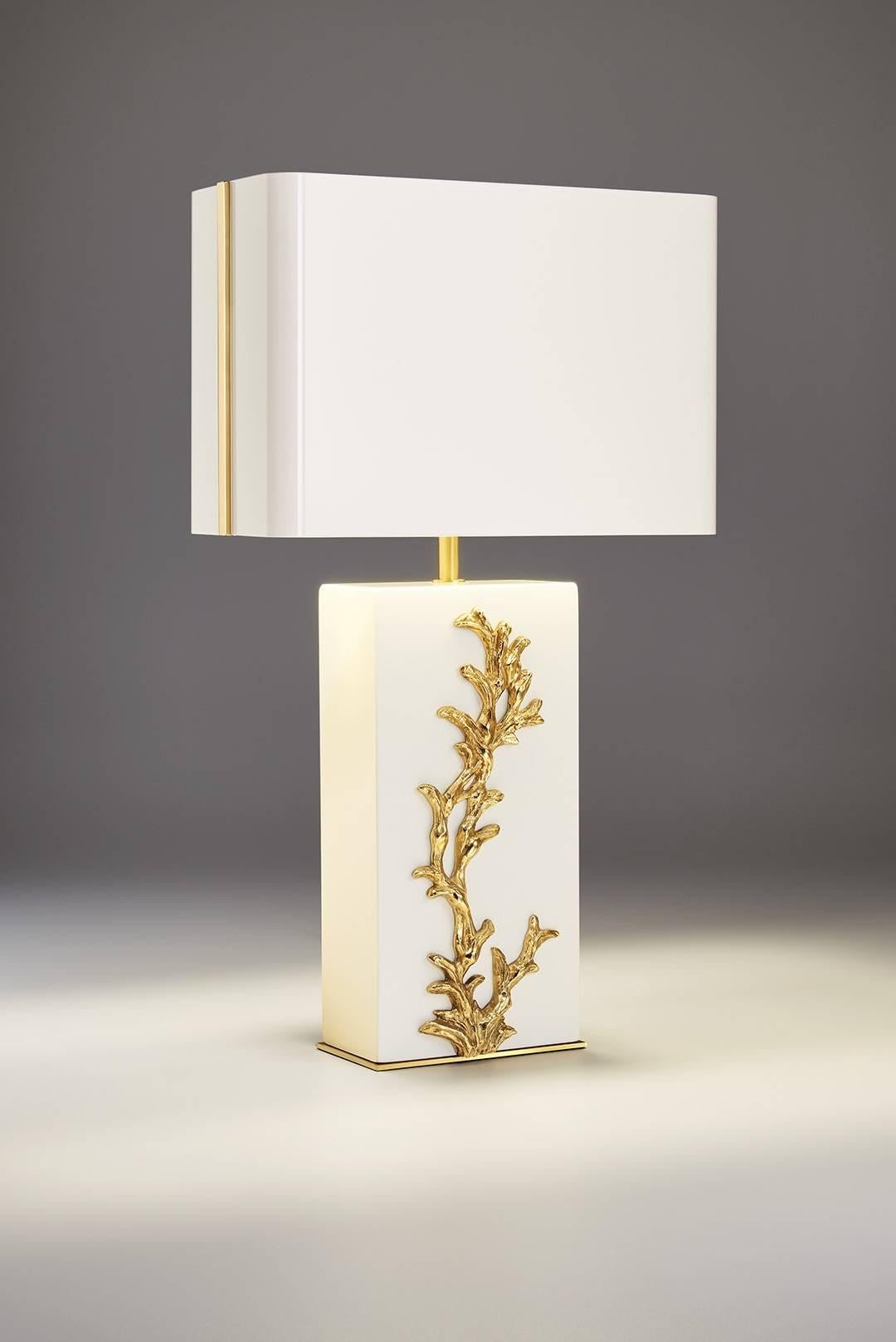 Organic Modern Table Lamp Algues Made of Brass and Bronze, Signed, Made in France For Sale