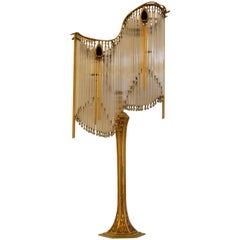 Art Nouveau Guimard's Lamp With Gold Finish