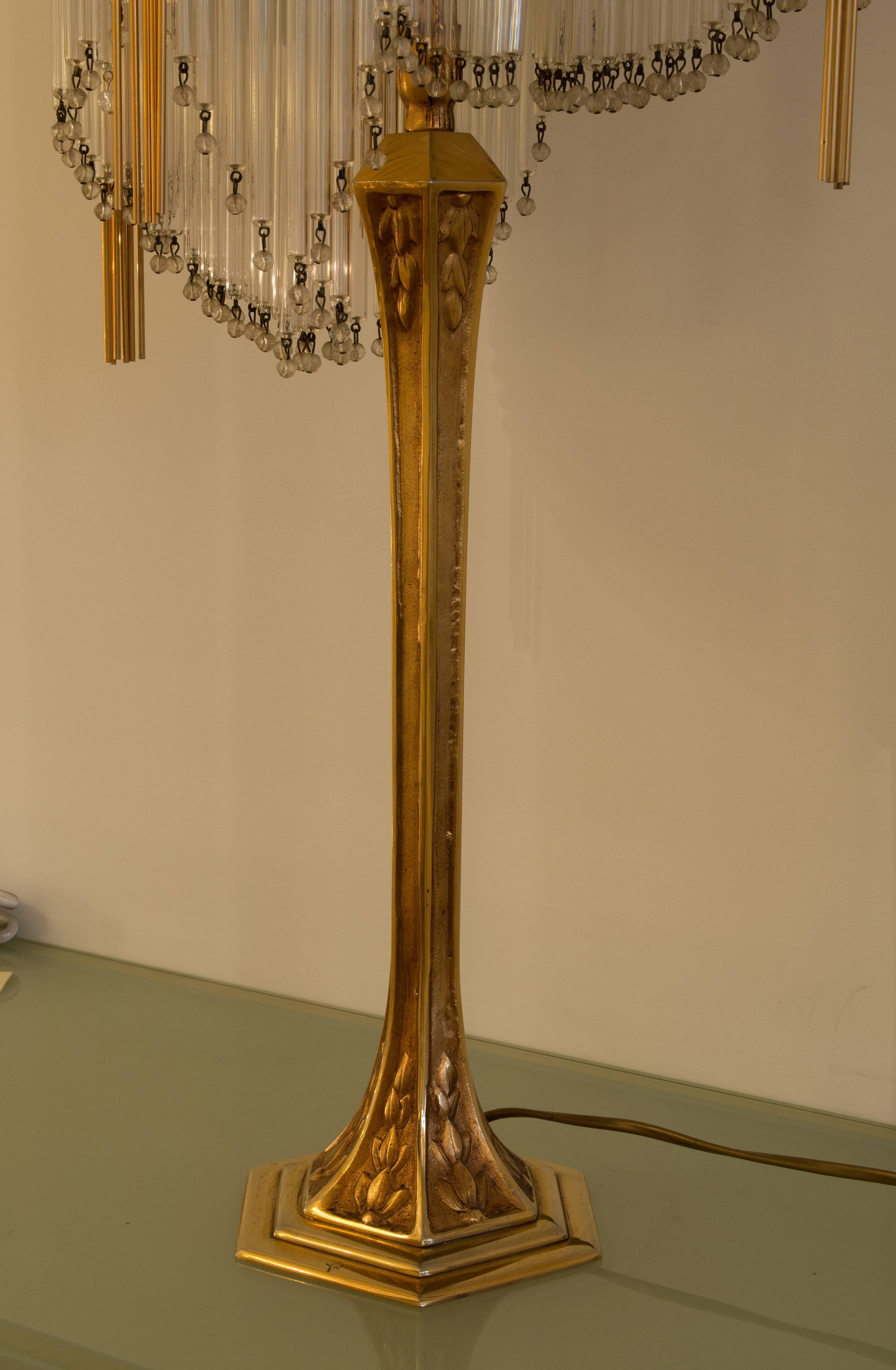 French Art Nouveau Guimard's Lamp With Gold Finish