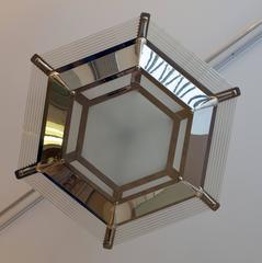 Art Deco Chandelier by Sofar, Brass & Bronze with Glass Rods, France