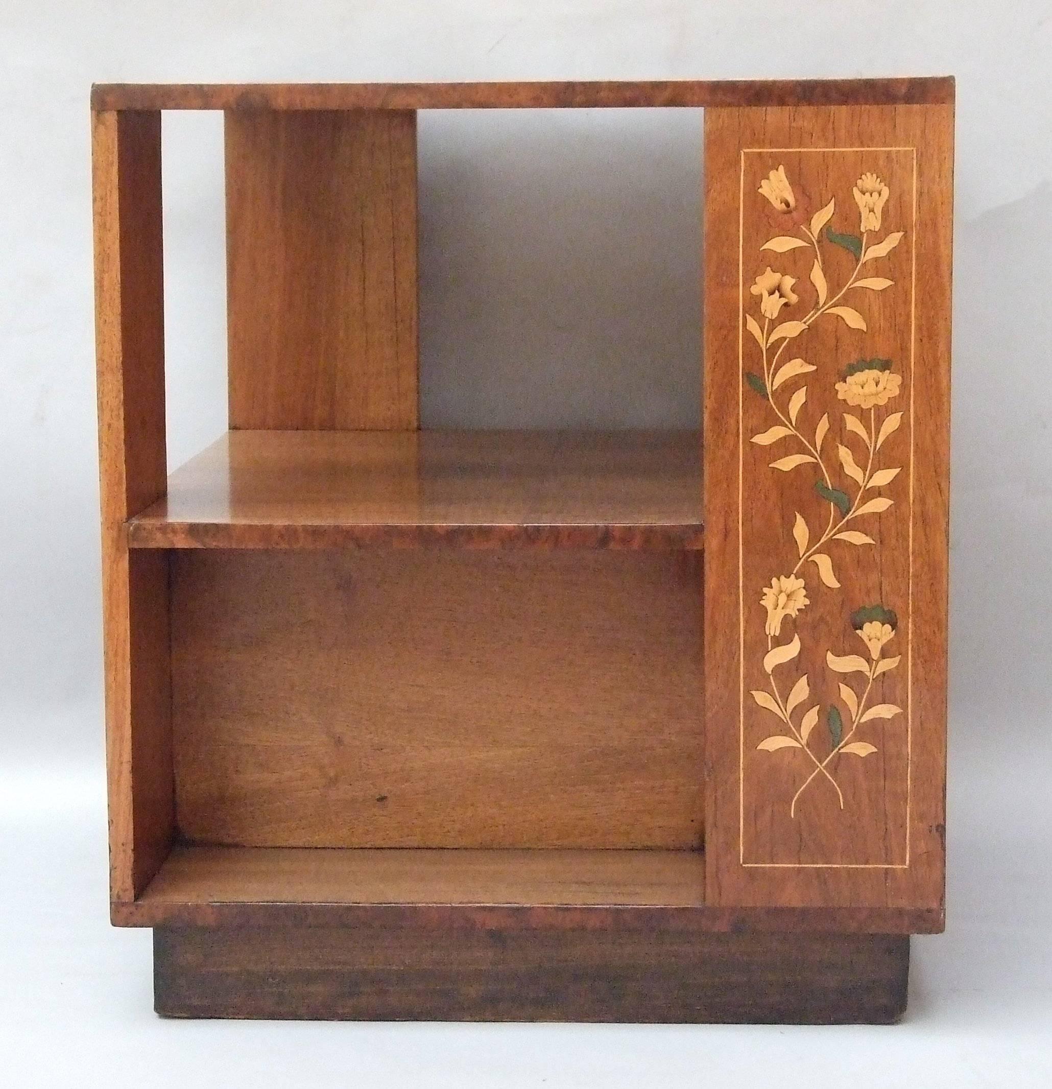 Great Britain (UK) Marquetry Floral Booktable Burr Walnut For Sale