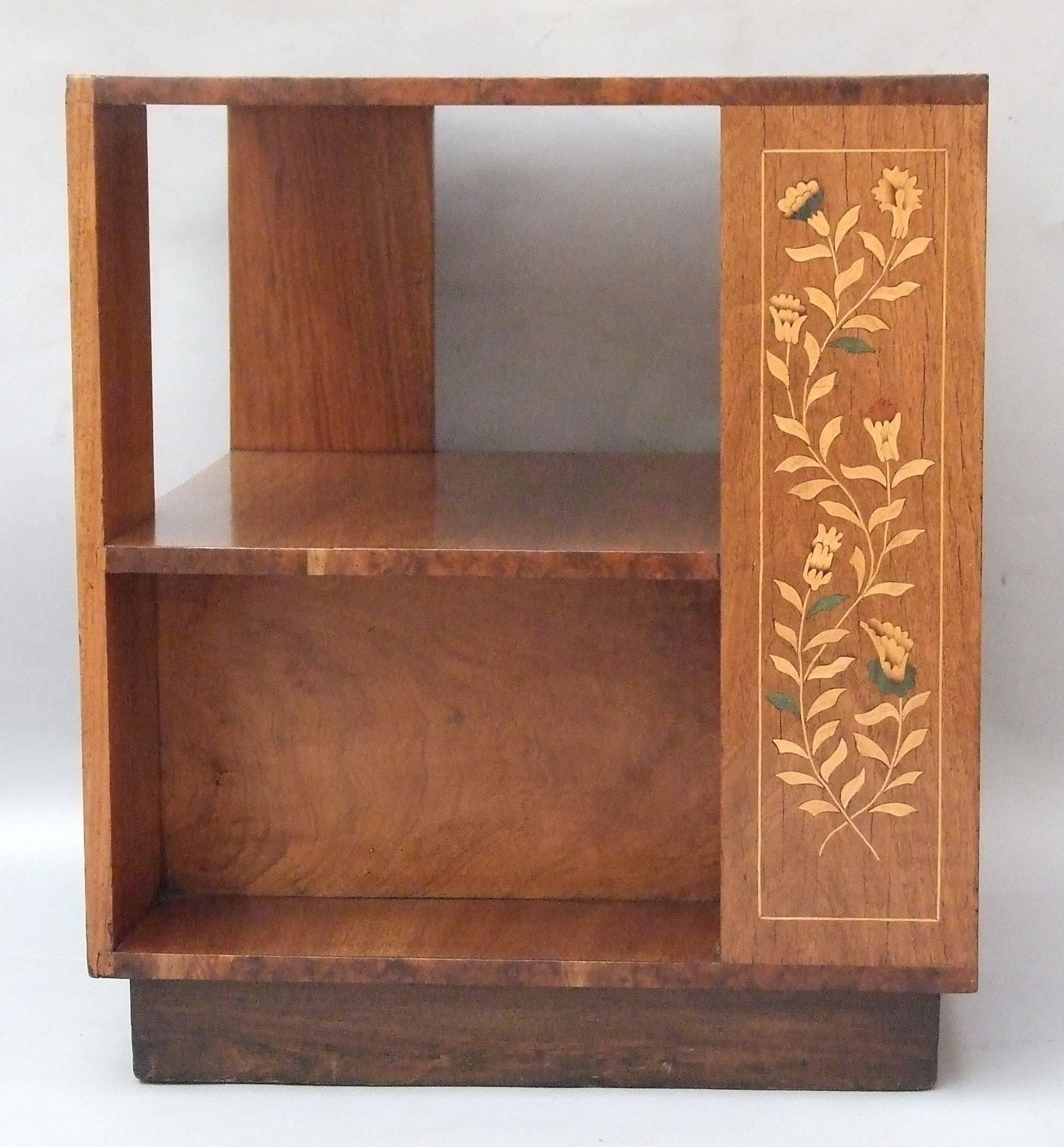Early 20th Century Marquetry Floral Booktable Burr Walnut For Sale