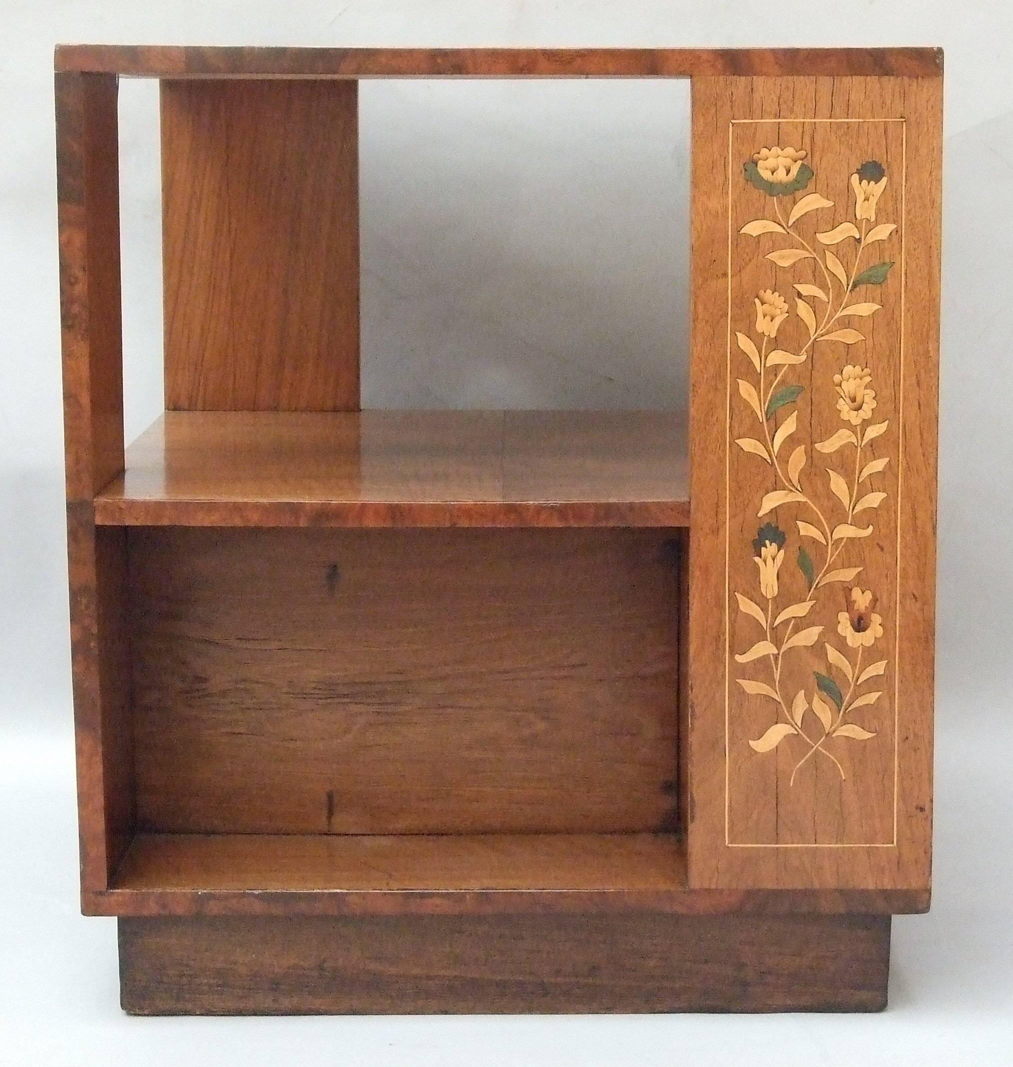Marquetry Floral Booktable Burr Walnut For Sale 1