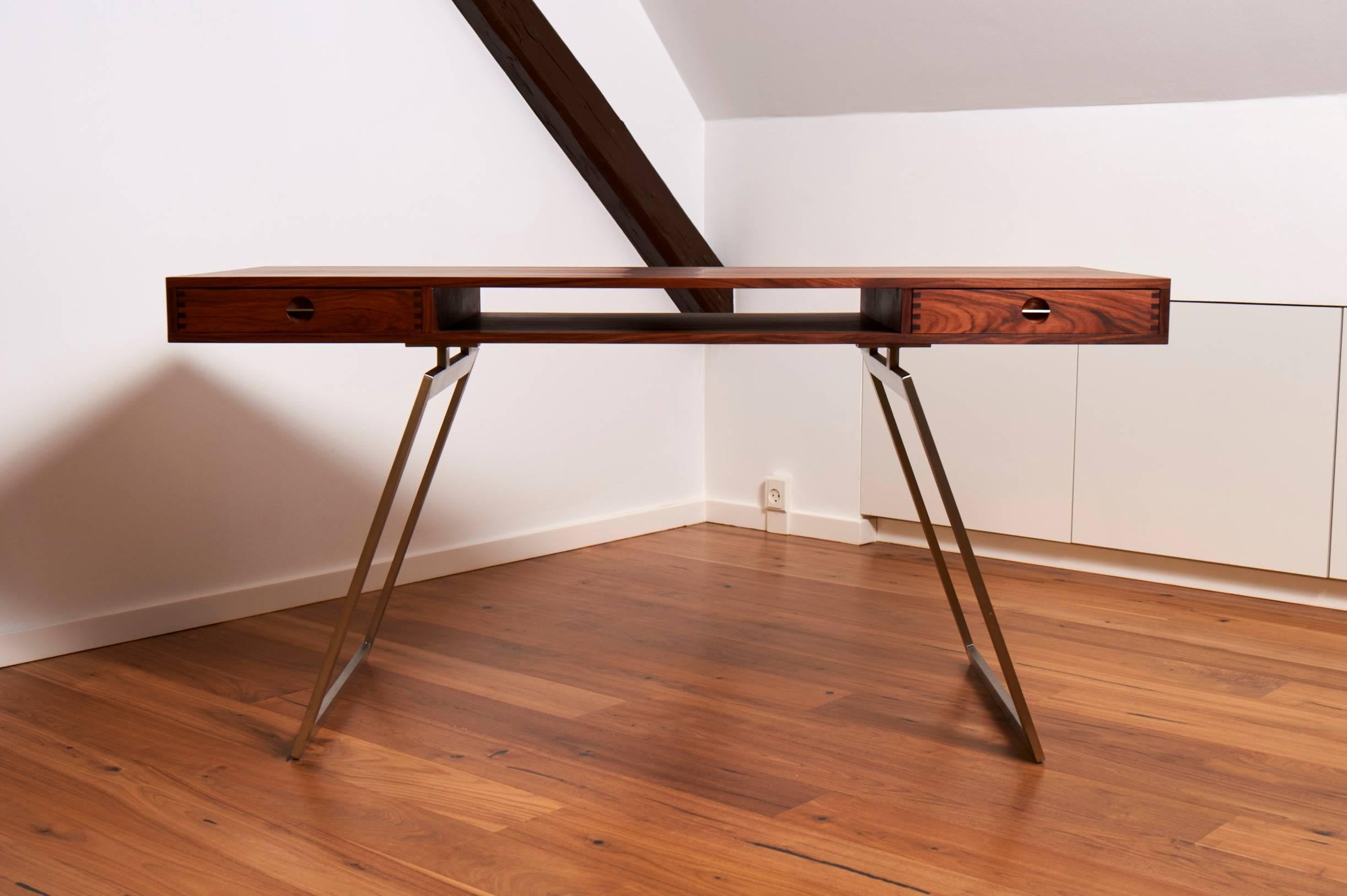 Steel Special Made Rosewood Desk For Sale