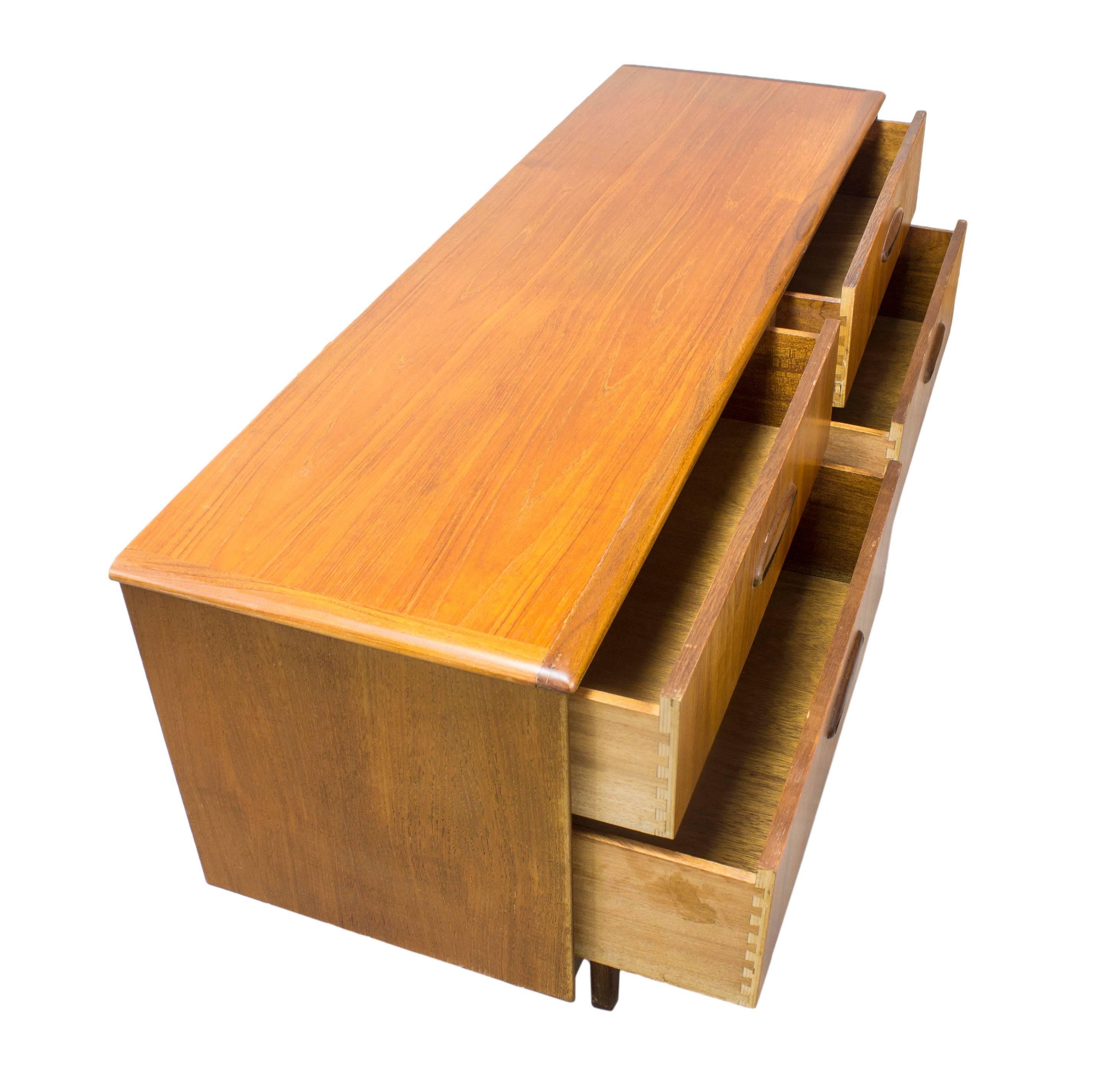 Teak Danish Style Compact Sideboard Storage Unit For Sale