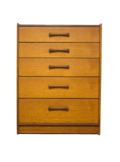 Danish Teak Tallboy Chest of Drawers with Turned Handles G Plan Eames Era