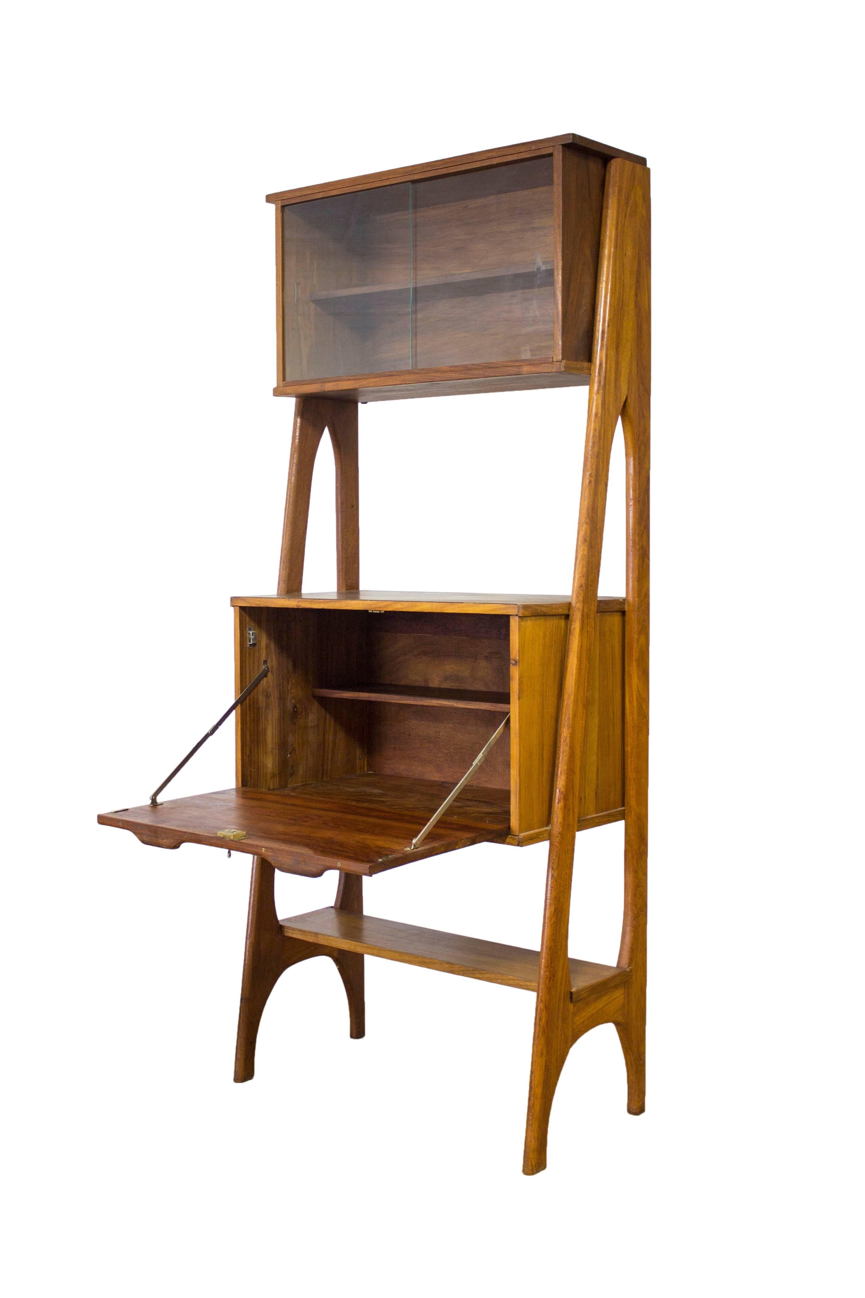 Bespoke Mid-Century Danish Design Teak Seceretaire Dry Bar Storage Unit For Sale 3