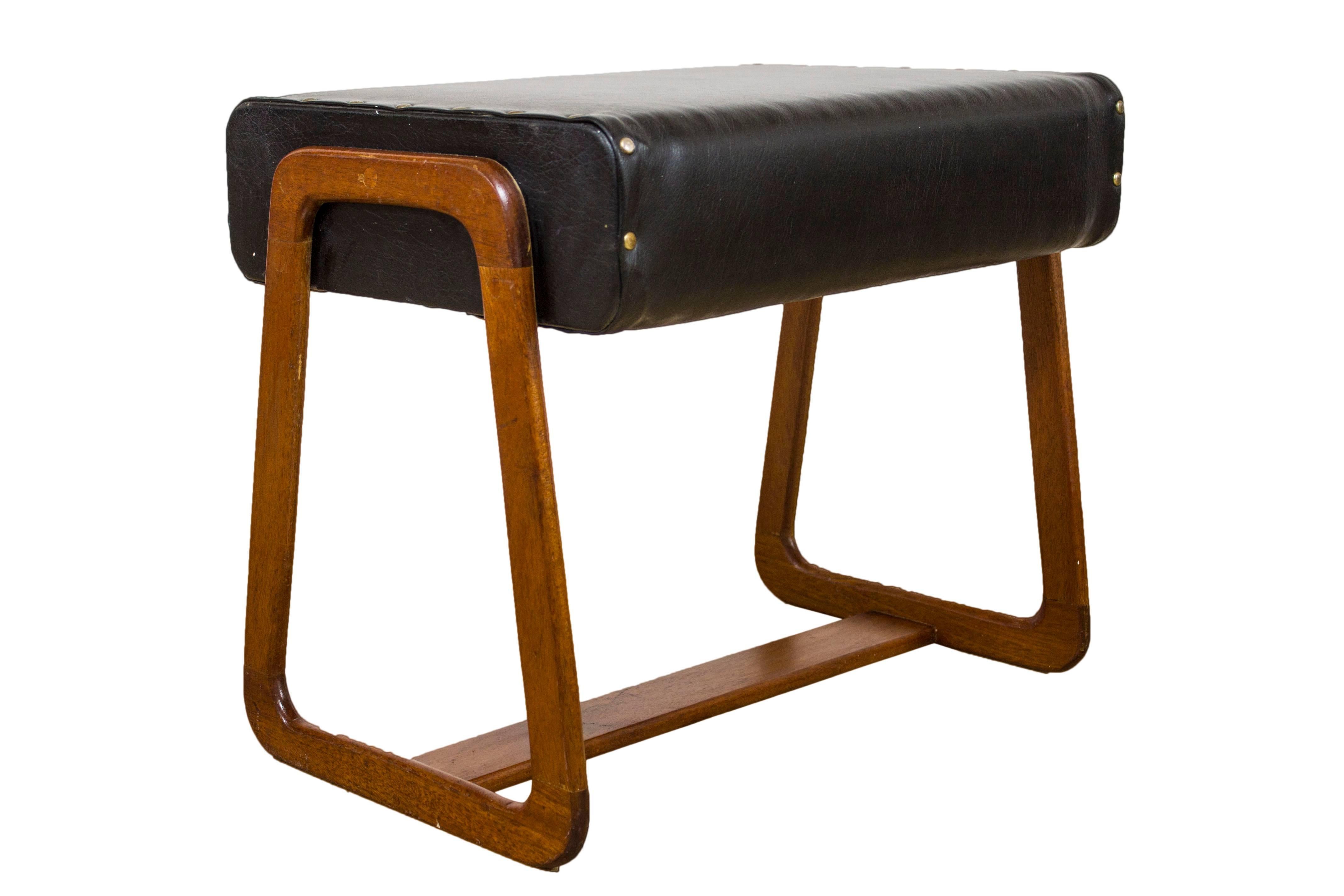 Danish Teak and Black Vinyl Stool G Plan For Sale 1