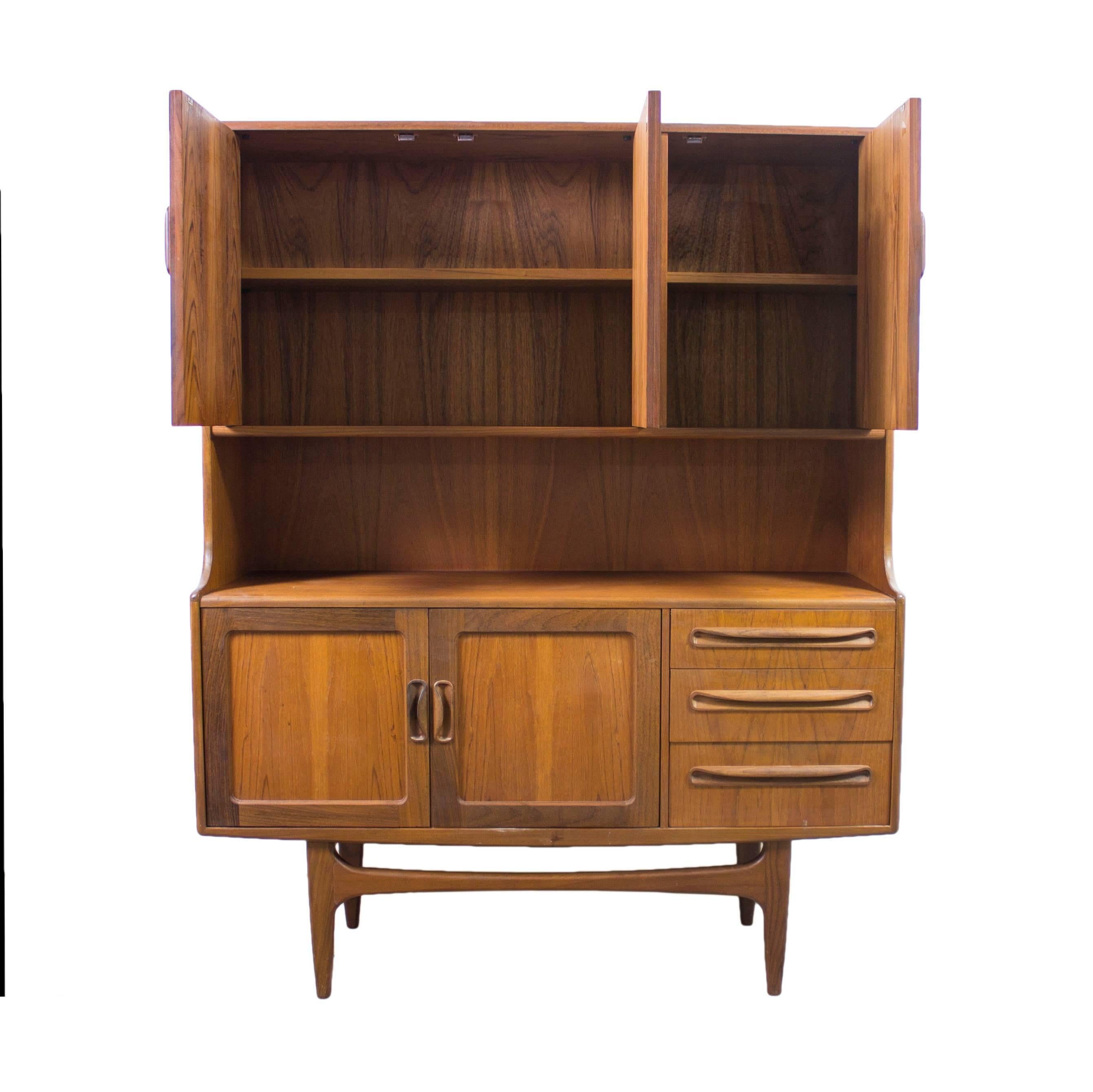 Mid-Century Modern G Plan Fresco Teak and Rattan Highboard Sideboard Storage Unit For Sale