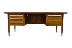 Abbess Rosewood and Brass Executive Desk Lockable G Plan Eames Era