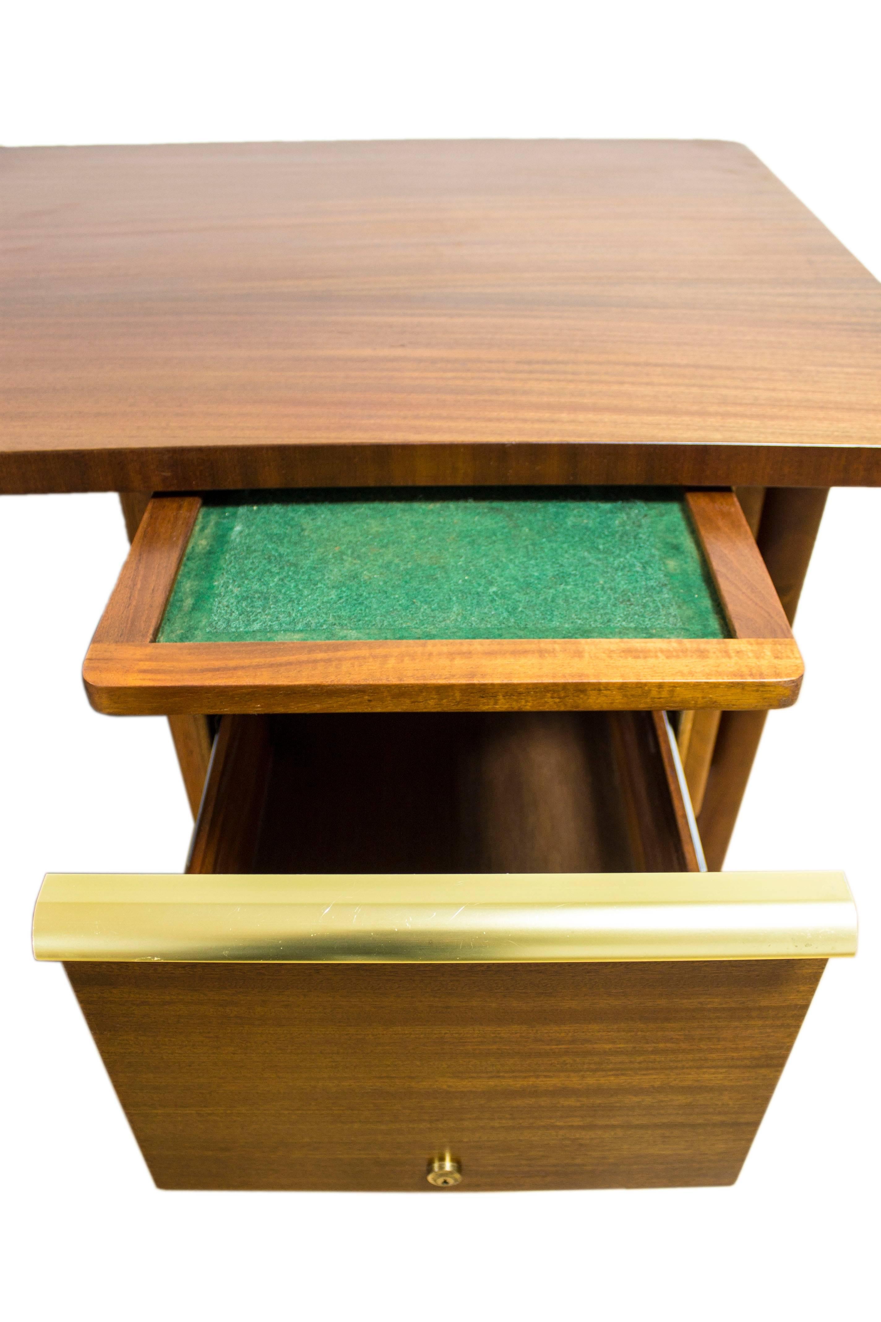 British Abbess Rosewood and Brass Executive Desk Lockable G Plan Eames Era For Sale