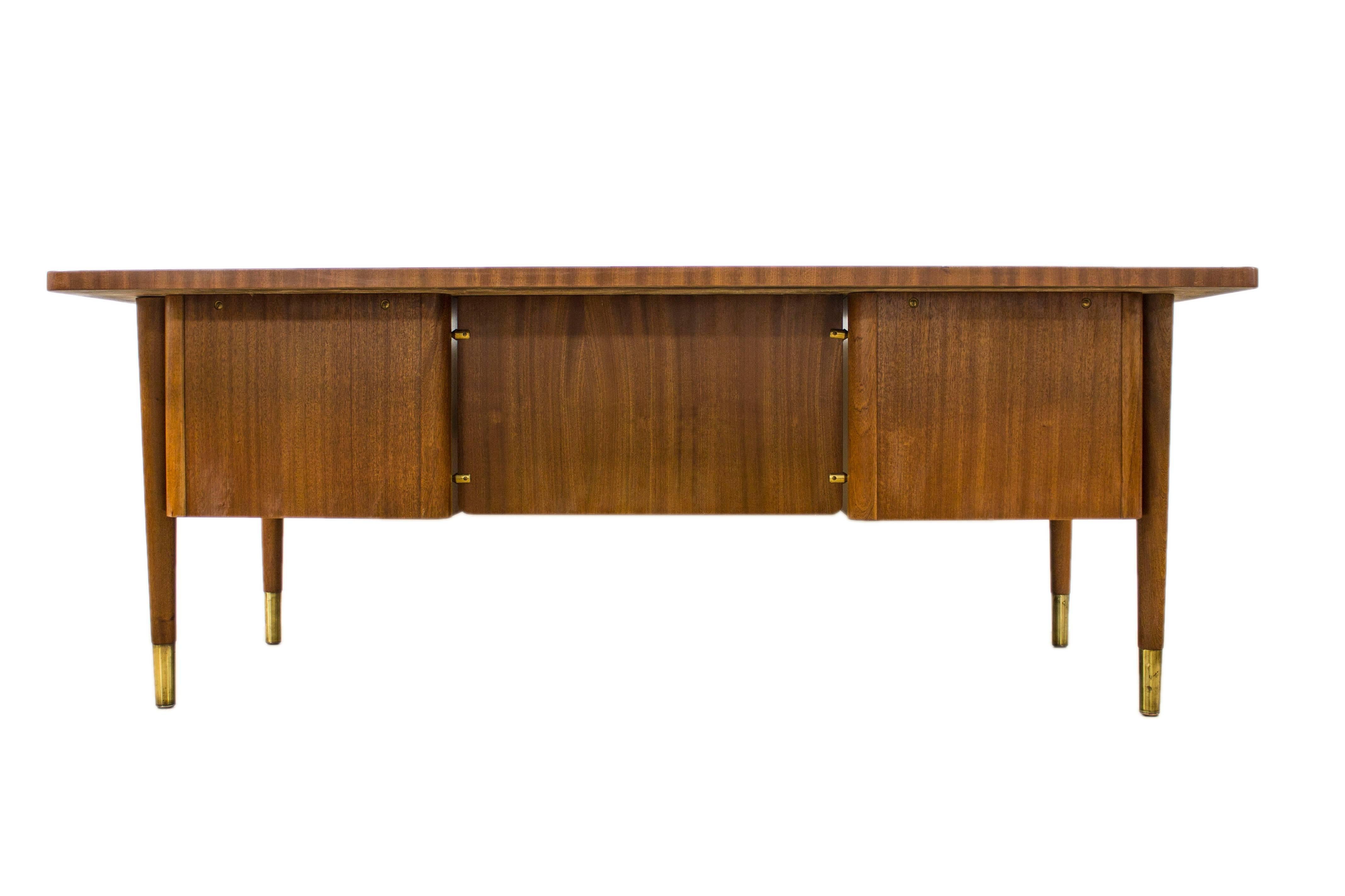 Abbess Rosewood and Brass Executive Desk Lockable G Plan Eames Era For Sale 2