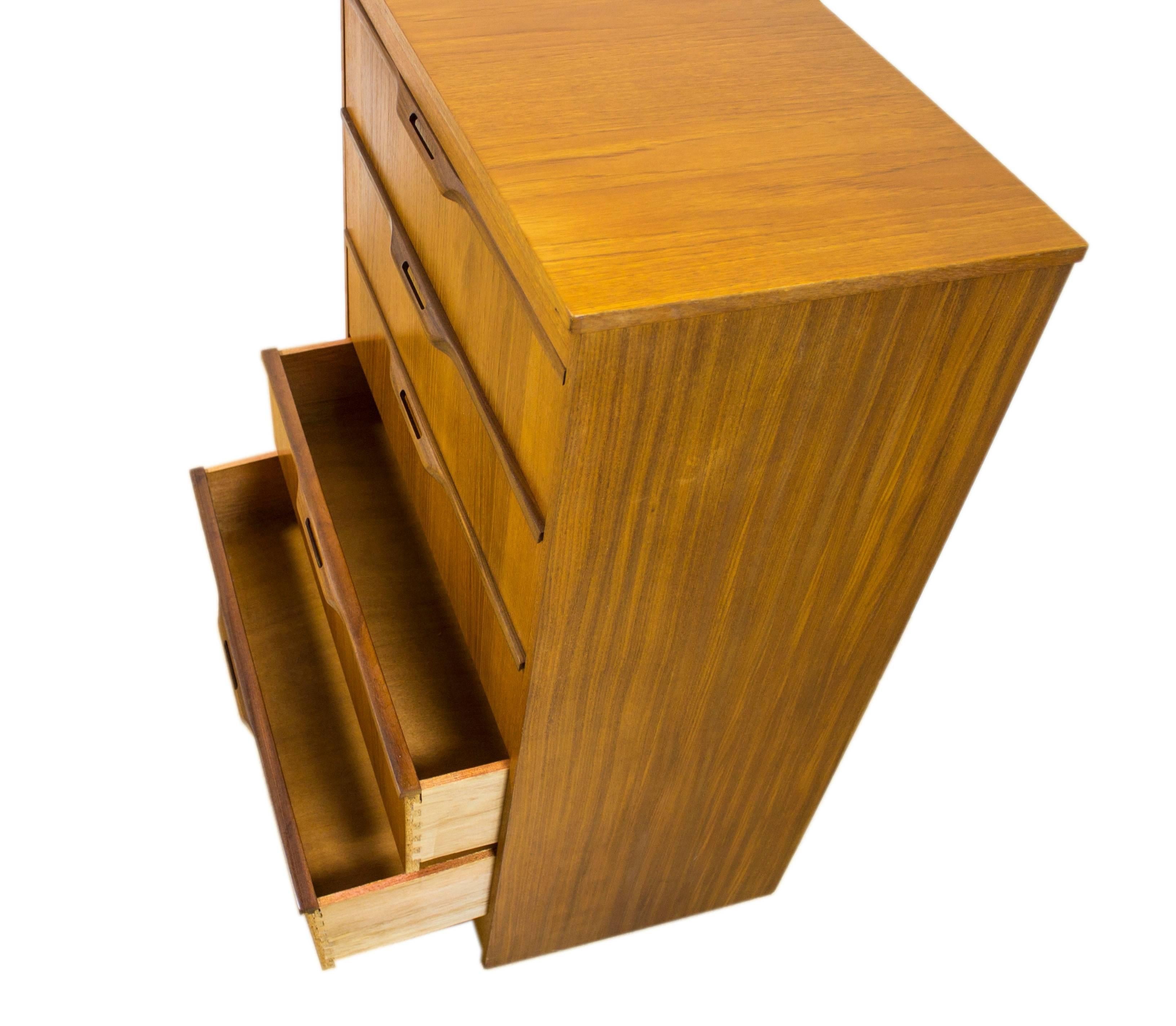 20th Century Danish Tallboy Chest Drawers with Inset Rosewood Handles G Plan Eames Era For Sale