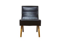 Danish Teak and Black Vinyl Lounge Chair Retro Eames G Plan Era