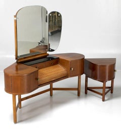 1930s Angle Vanity Table and Its Occasional Table by Martinus Petersen