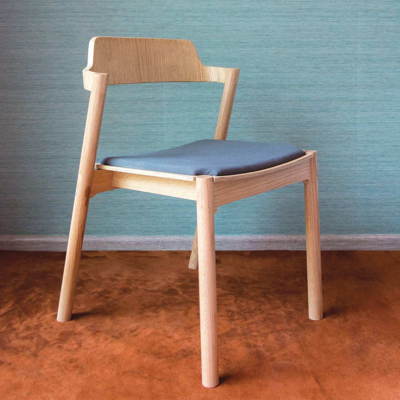 Influenced by Denmark’s love of materials and well-crafted design, Jonah Willcox-Healey developed a stackable chair that emphasizes both the materials and the way it is constructed. The Nora chair quietly stacks on top of each other, and welcomes
