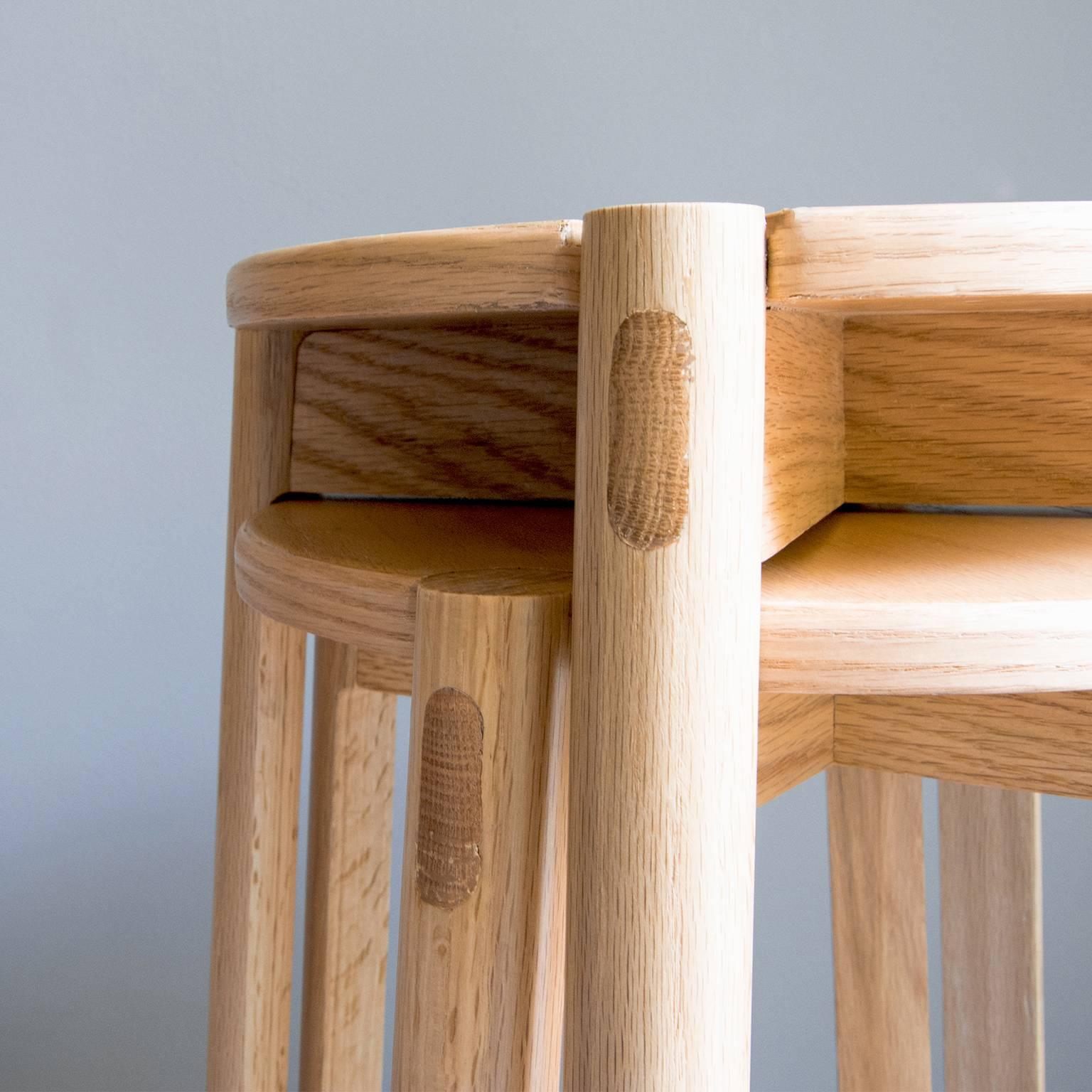 Hand-Crafted Contemporary Danish Style Wooden Stool For Sale