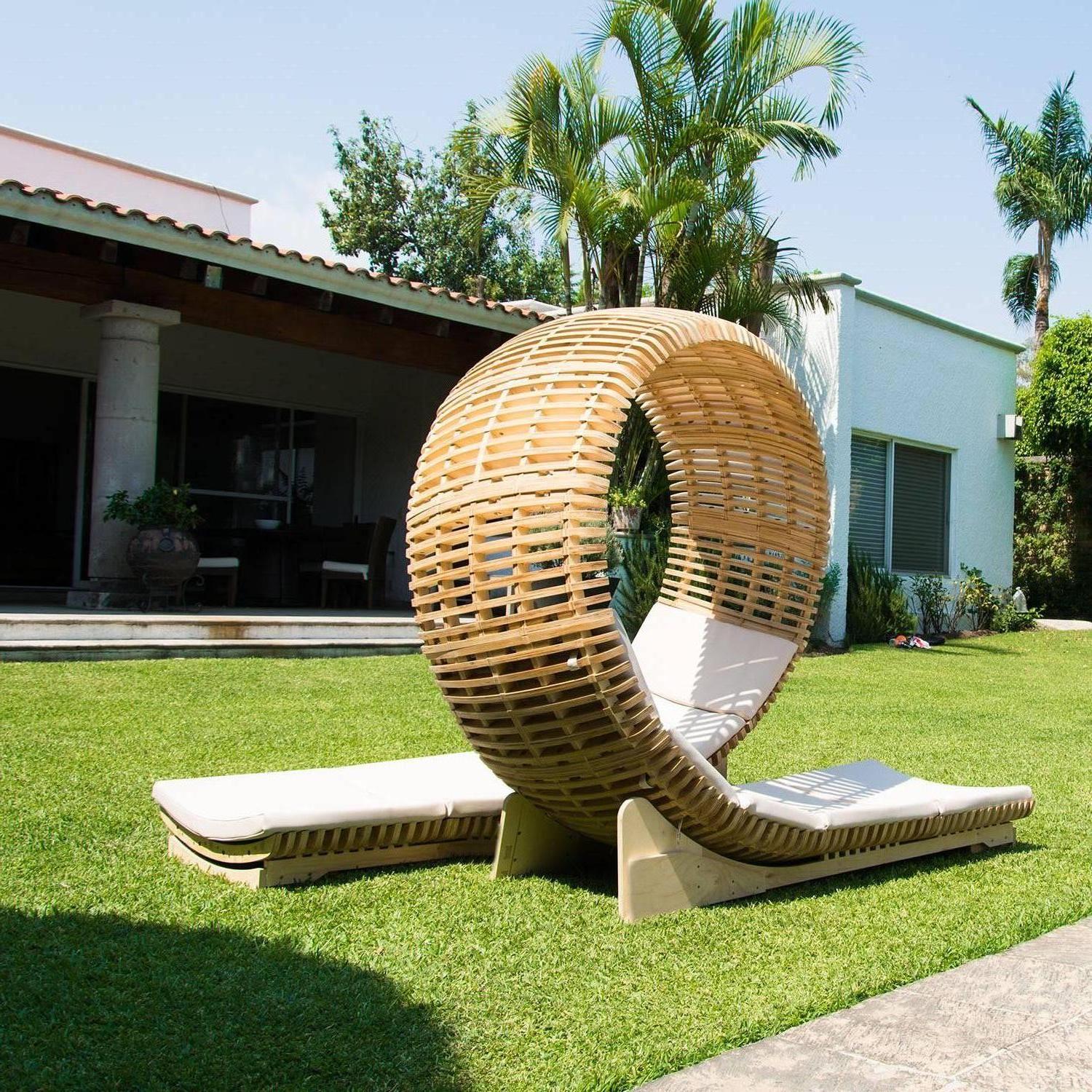 Hand-Crafted Contemporary Outdoor Chaise Lounge For Sale