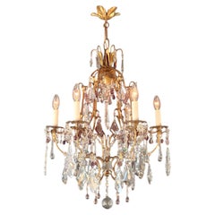 Crystal Chandelier Purple and Bohemian Czech Crystals Floral European Design