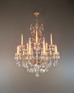 Italian Baroque Revival Crystal Chandelier Rose Pink Crystals Original Candle