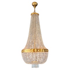 Vintage Large Crystal Tent and Basket Crystal Chandelier Gold Ornaments