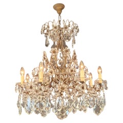 Lustre en cristal de style antique, en laiton, de style Art nouveau, orné de fleurs