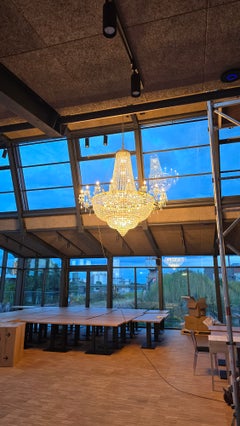 Large Custom Empire Style Lead Crystal Basket Chandelier 48 Lights 200 cm