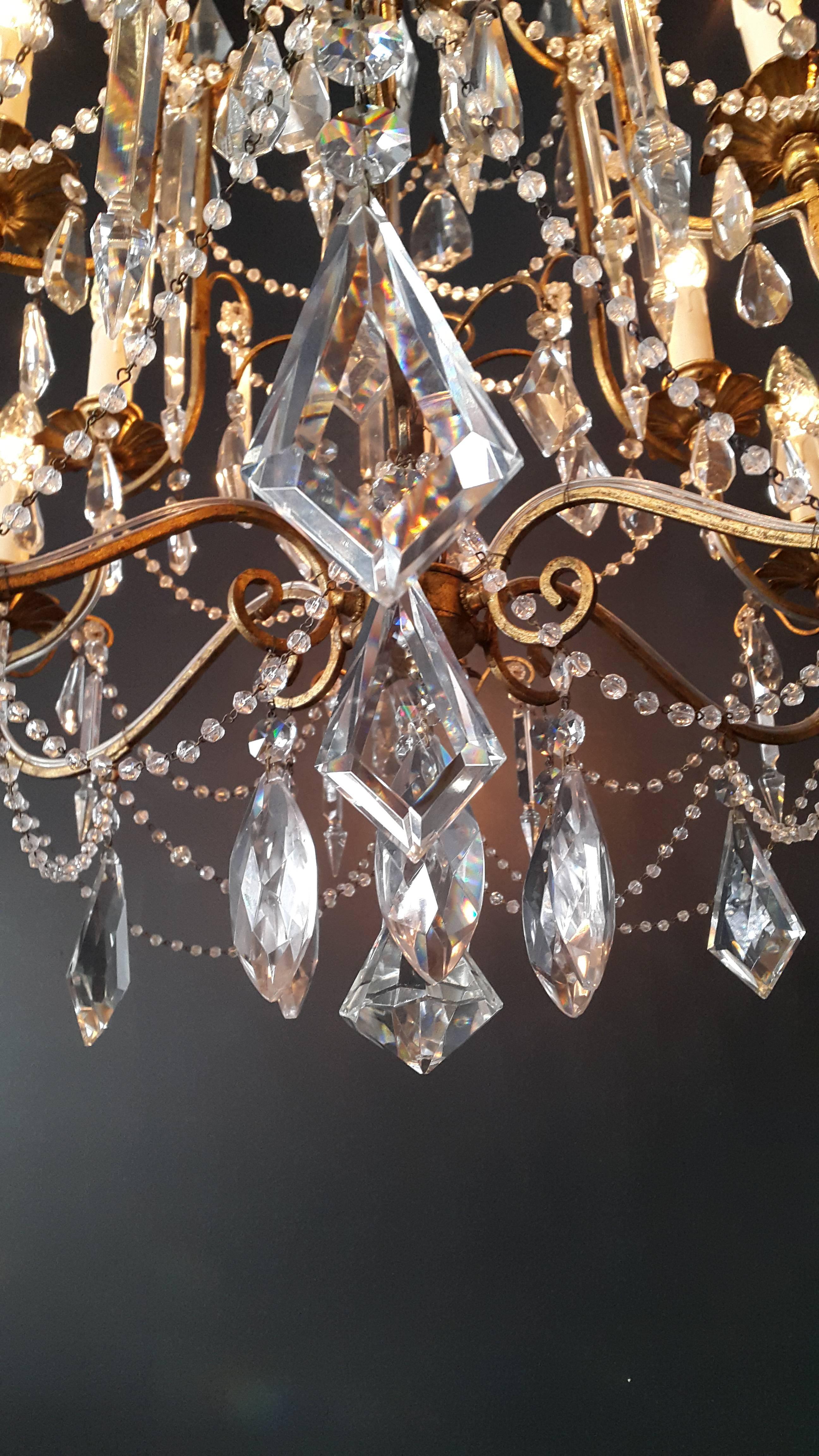 Antique Crystal Chandelier Antique Ceiling Lamp  In Good Condition In Berlin, DE