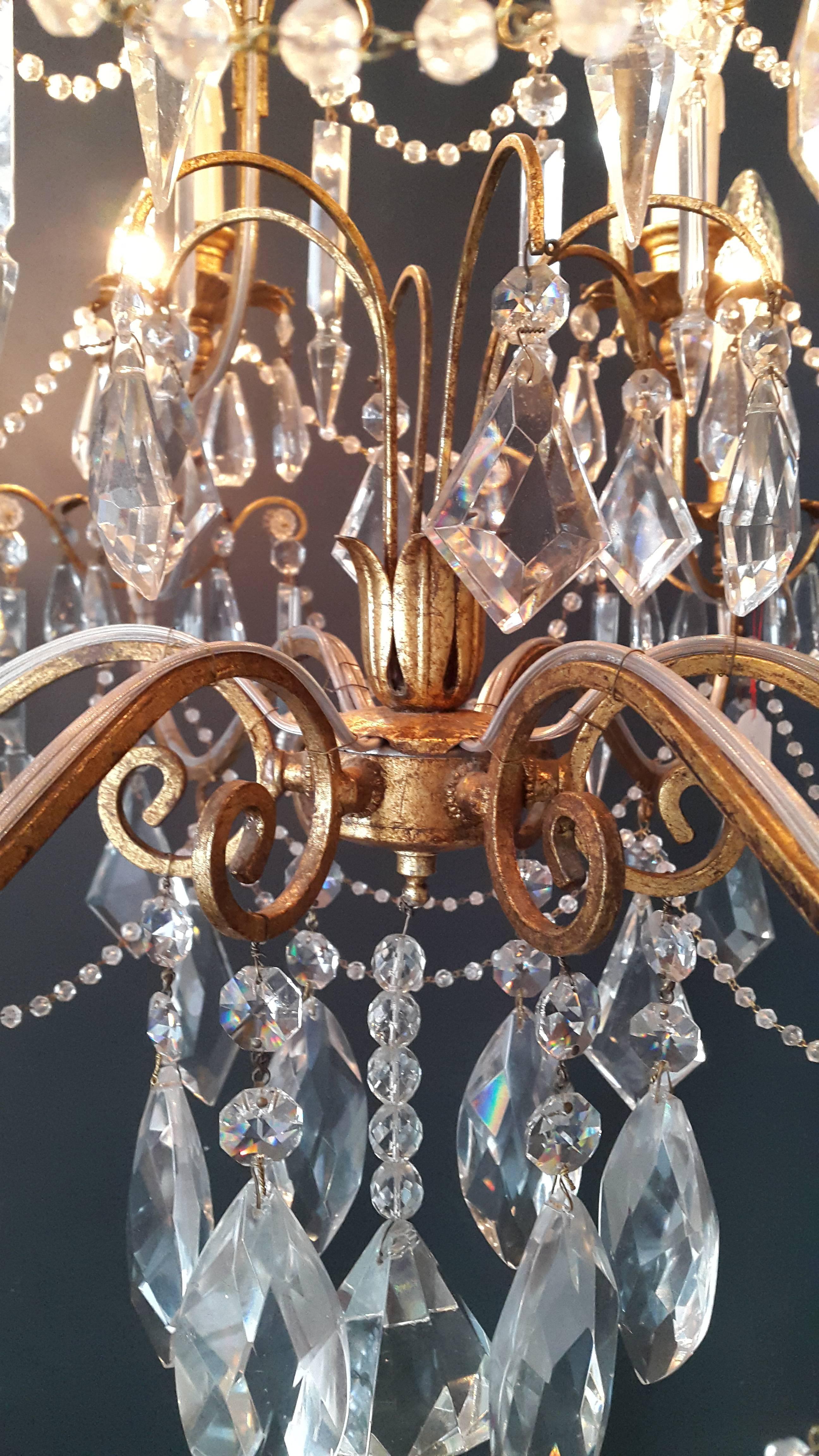 19th Century Antique Crystal Chandelier Antique Ceiling Lamp 