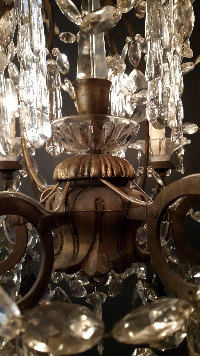 Hand-Knotted Antique Crystal Chandelier Lustre 19th Century