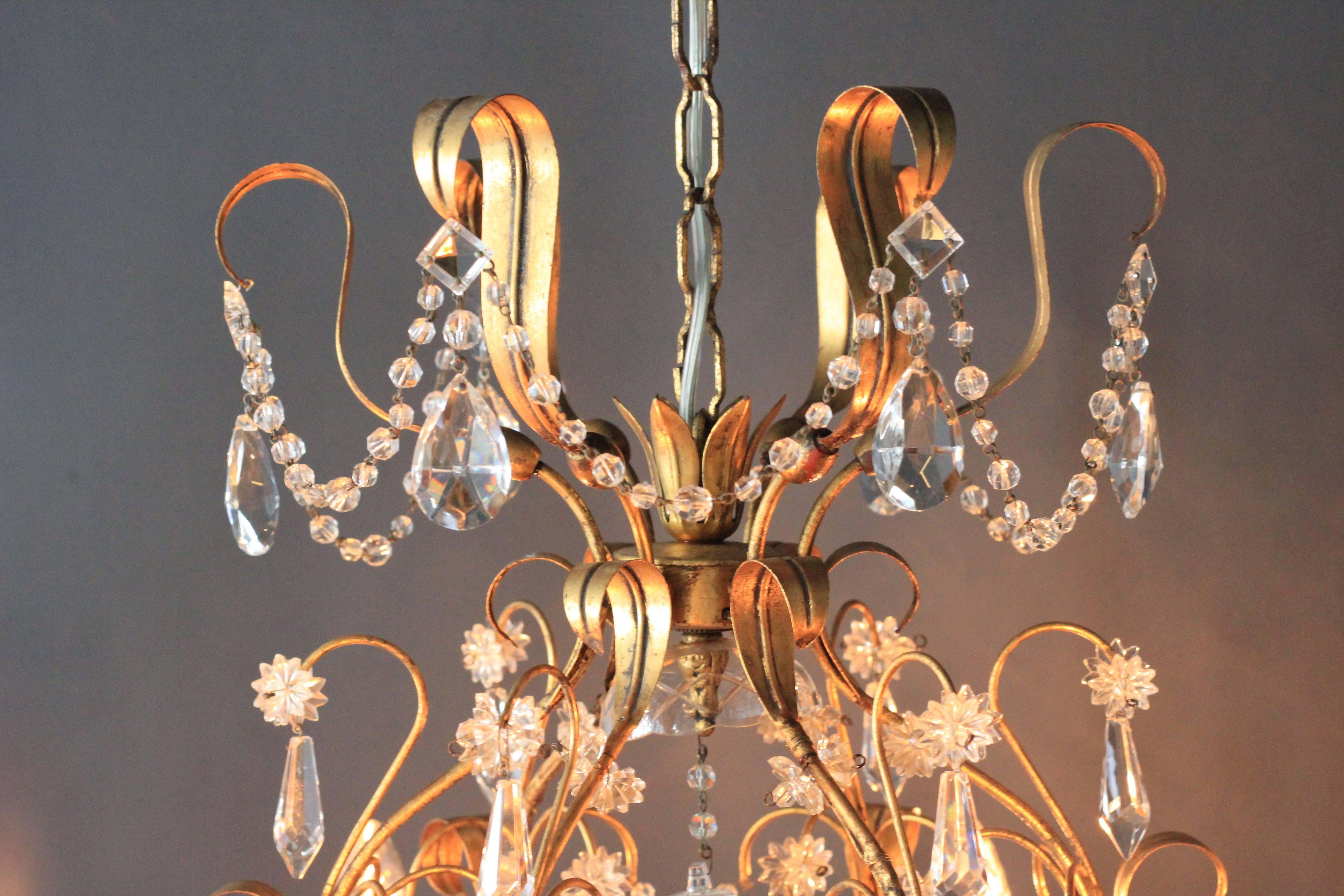 Italian Crystal Chandelier with Murano Elements