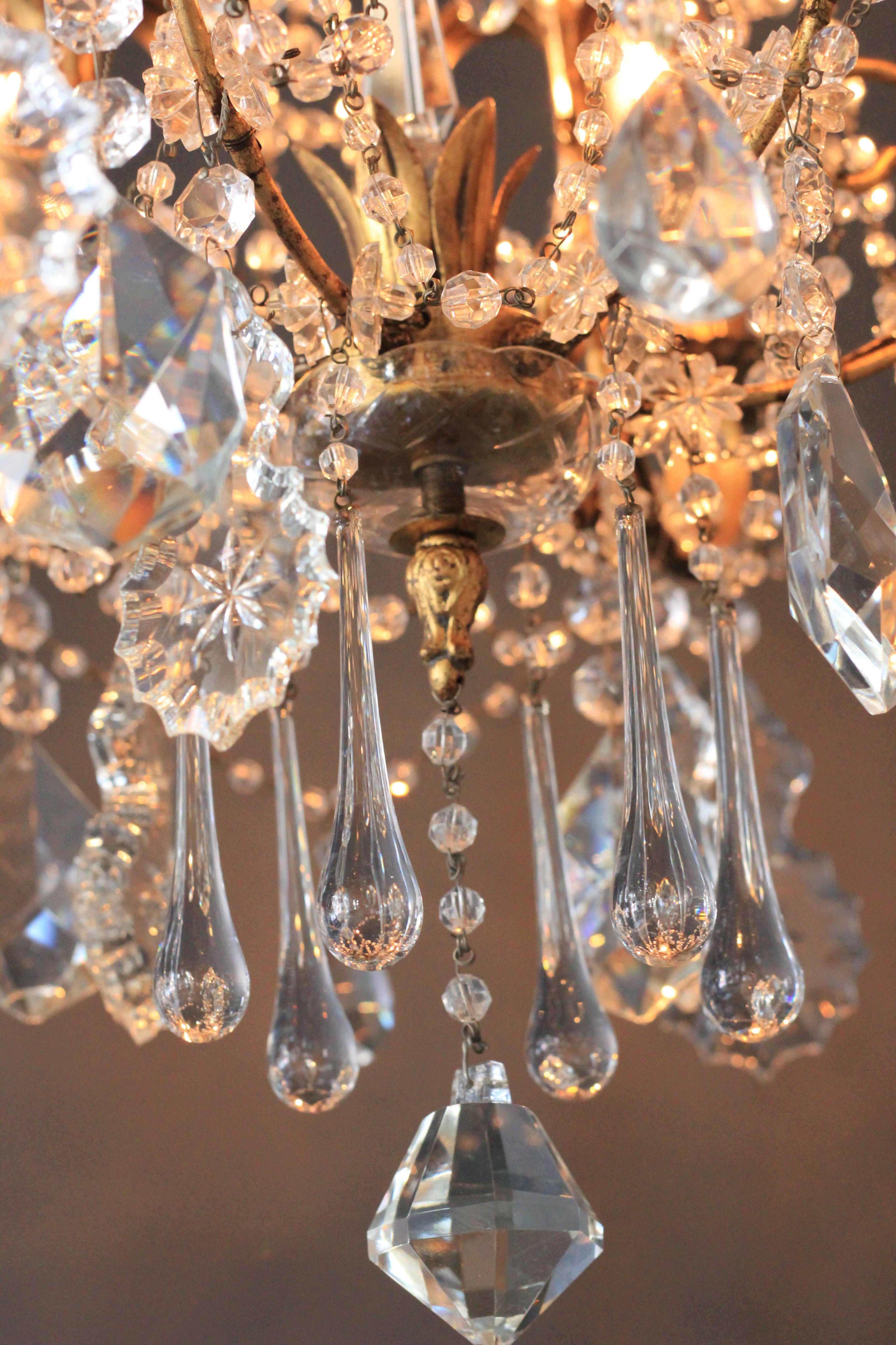 Mid-20th Century Crystal Chandelier with Murano Elements