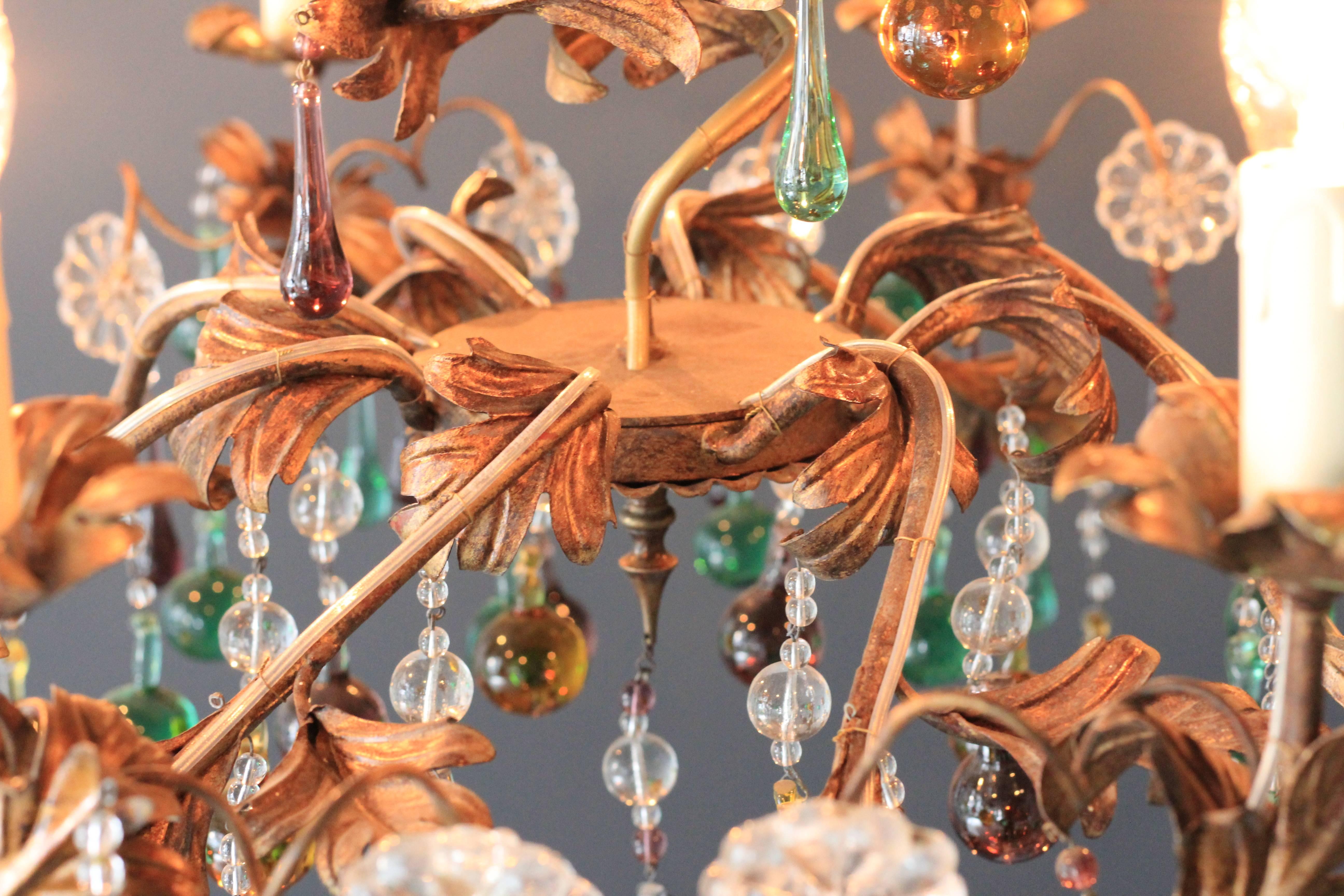 Hand-Knotted Murano Glass Chandelier Colorful Spiral Special Green Brown Lustre Ceiling Lamp