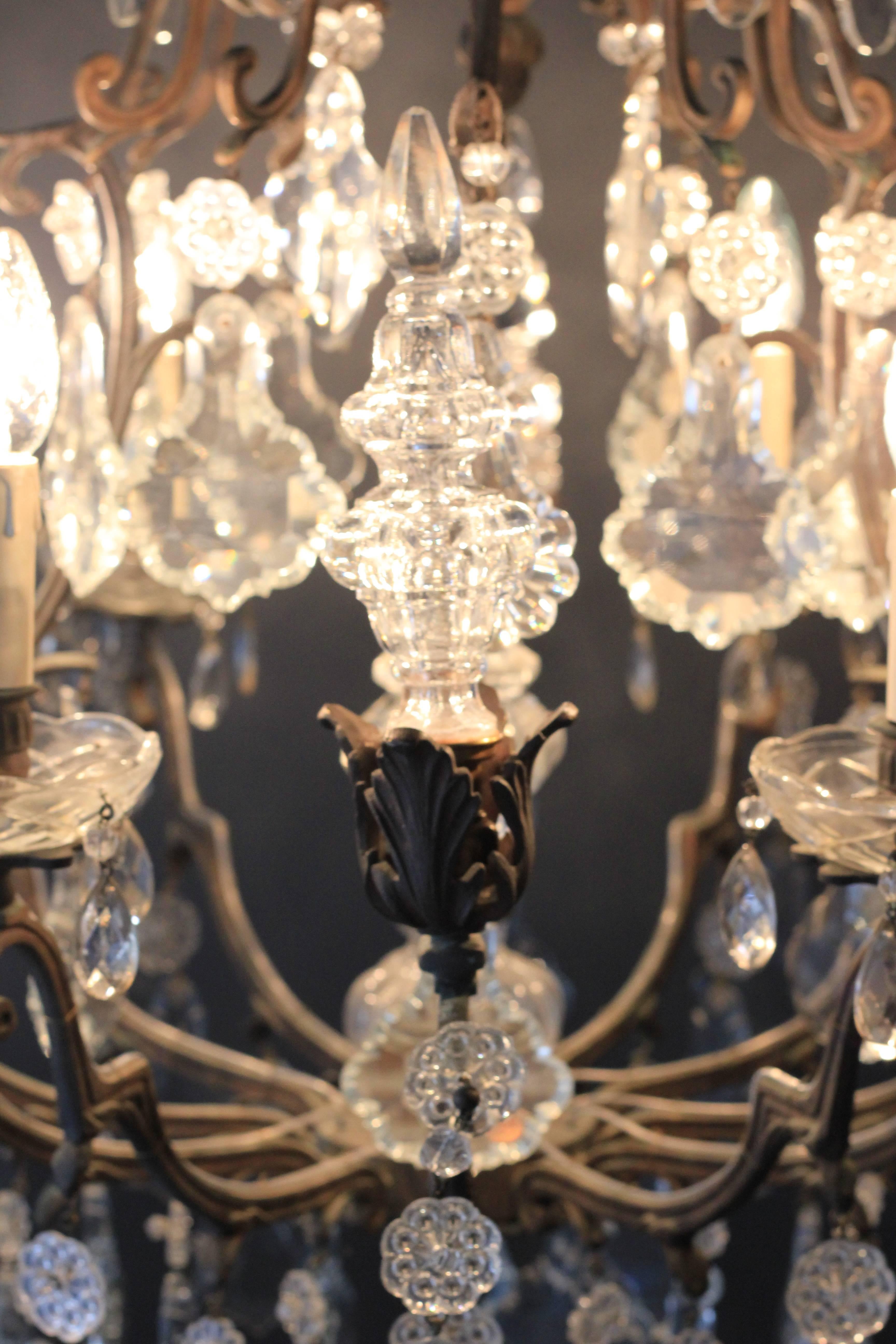 Fine Rarity Crystal Chandelier 1920 Lustre Antique Ceiling Lamp Art Nouveau WoW (Art nouveau)