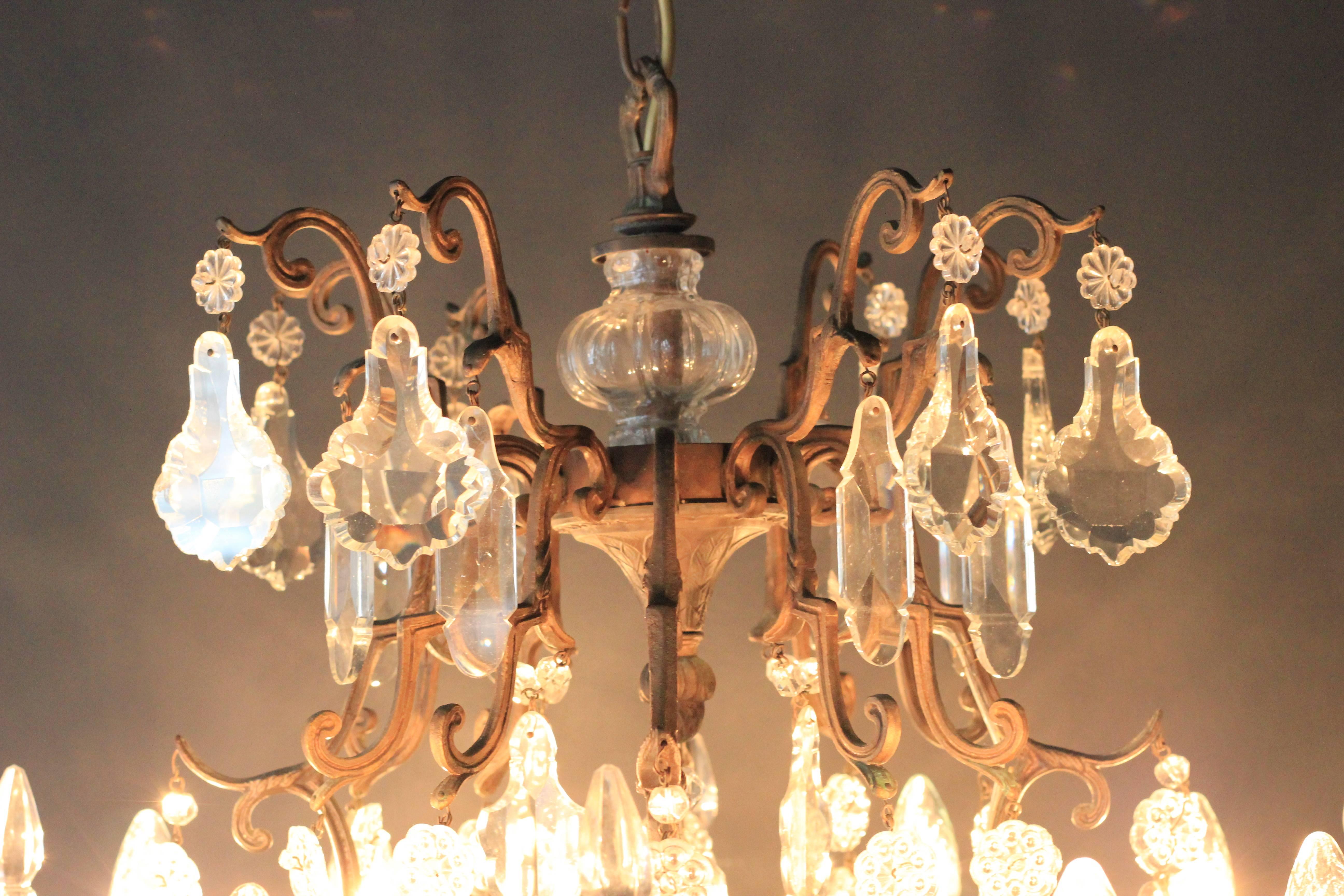 Fine Rarity Crystal Chandelier 1920 Lustre Antique Ceiling Lamp Art Nouveau WoW (Handgeknüpft)