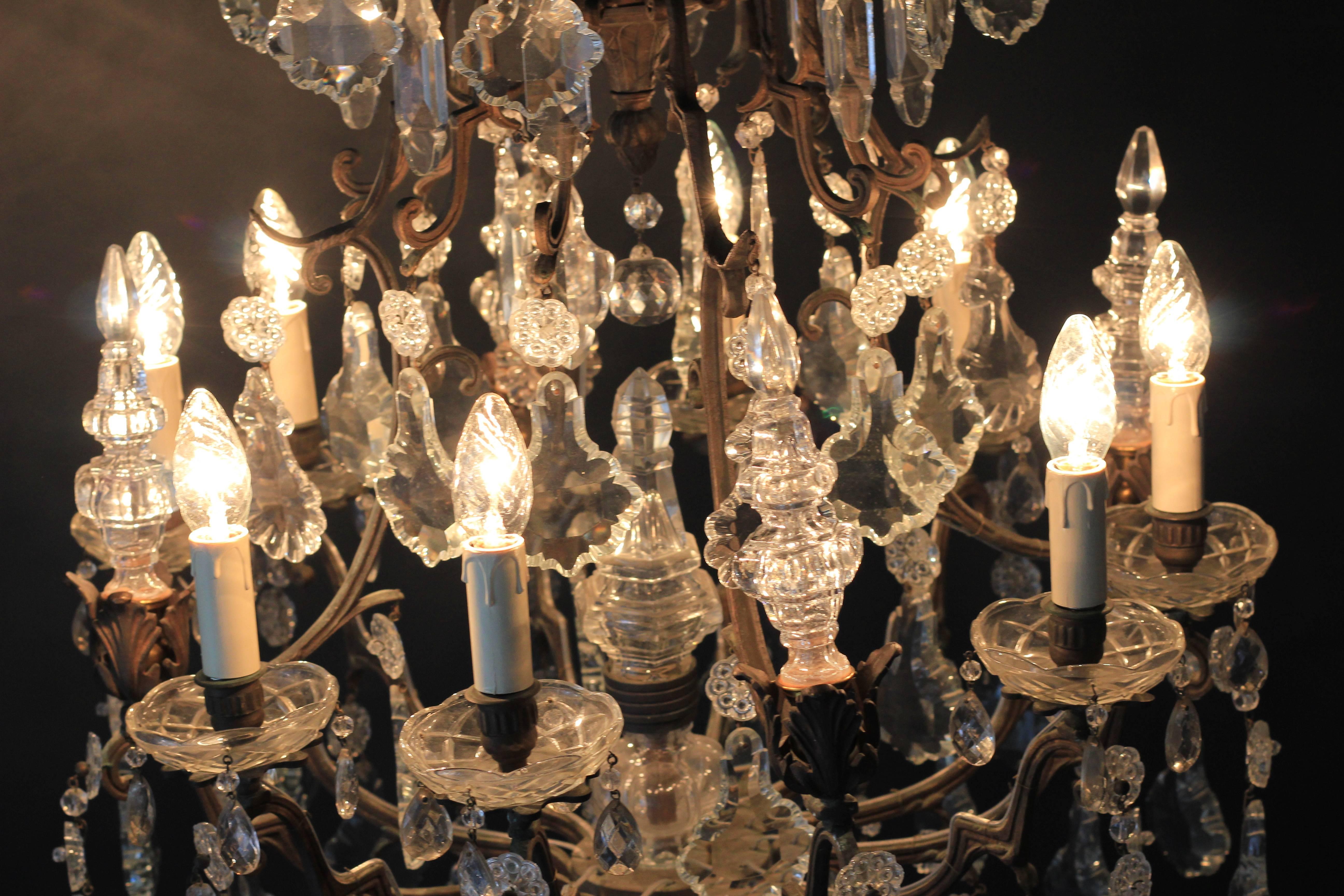 European Fine Rarity Crystal Chandelier 1920 Lustre Antique Ceiling Lamp Art Nouveau WoW