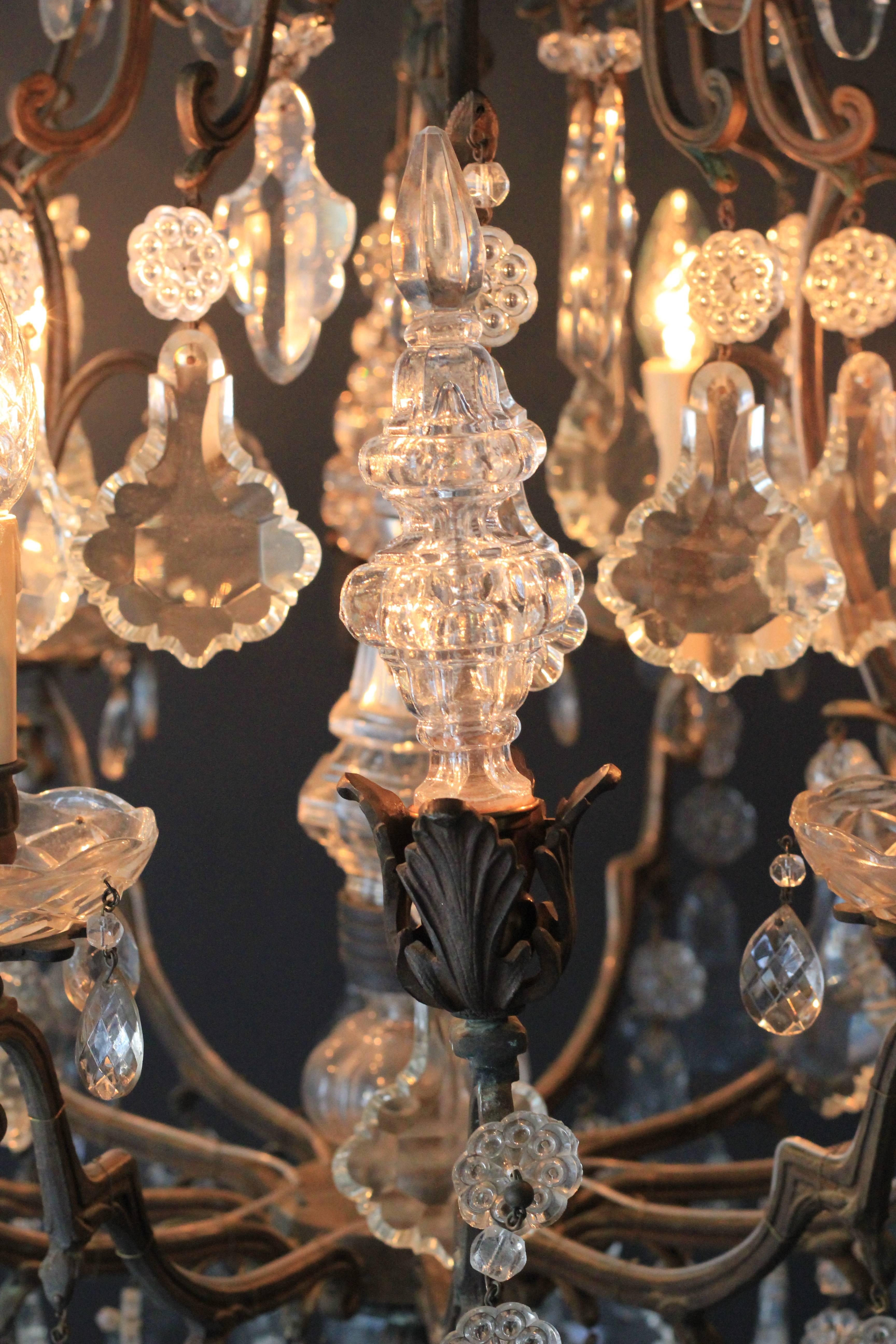Fine Rarity Crystal Chandelier 1920 Lustre Antique Ceiling Lamp Art Nouveau WoW In Good Condition In Berlin, DE
