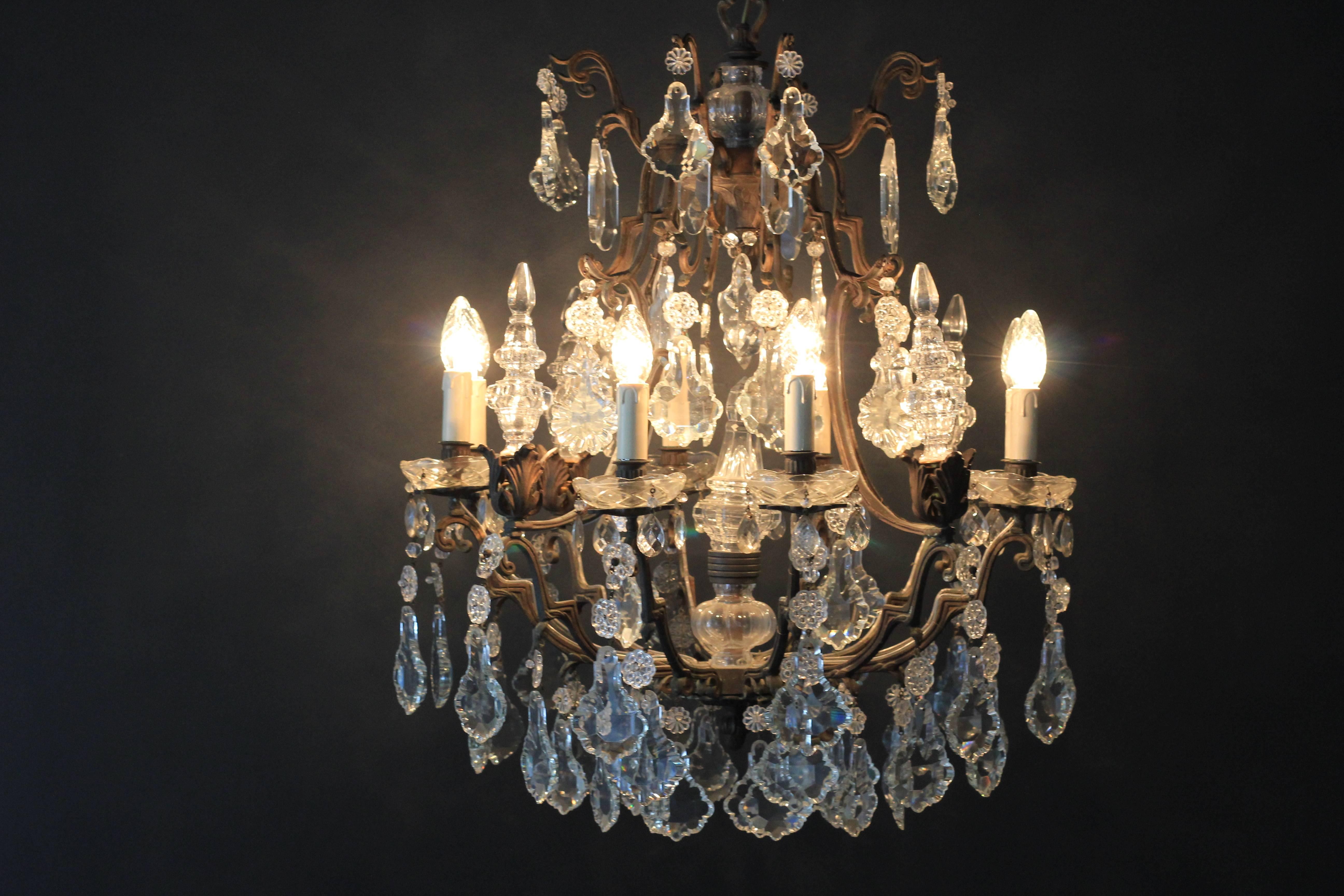Fine Rarity Crystal Chandelier 1920 Lustre Antique Ceiling Lamp Art Nouveau WoW 1